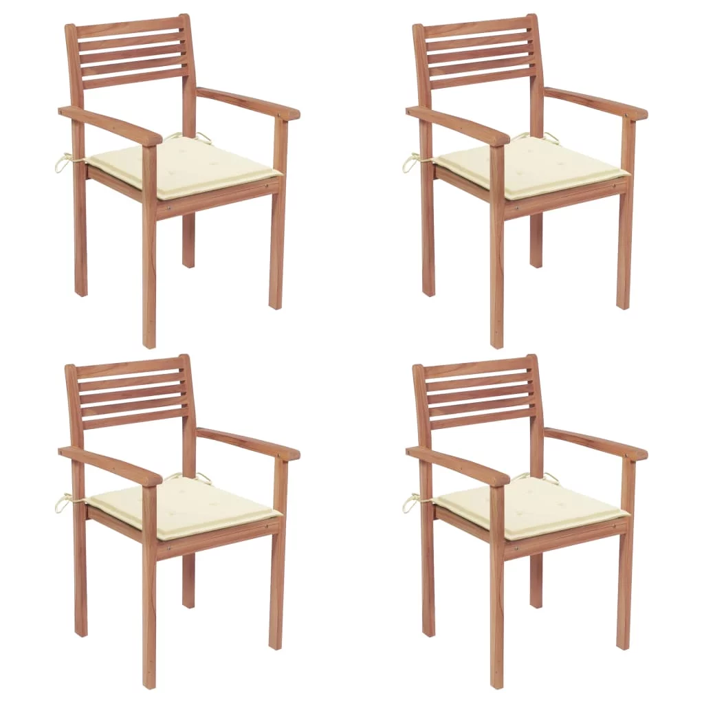 moobody Patio Chairs 4 pcs with Cushions Solid Teak Wood