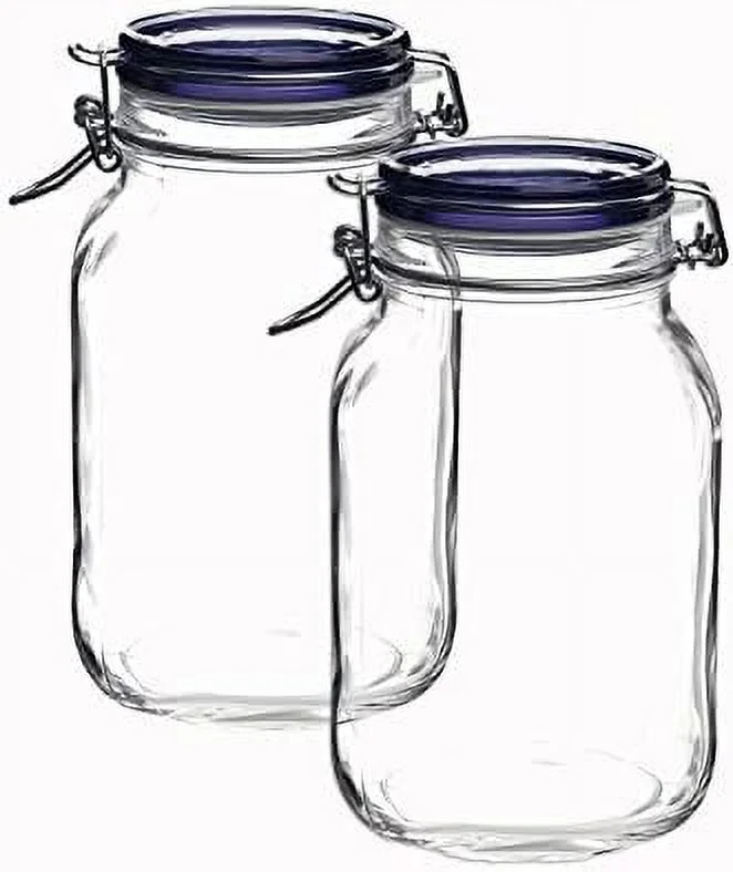 Bormioli Rocco Fido Collection, 2 Pack, 67.75 Oz. Food Storage Glass Jars