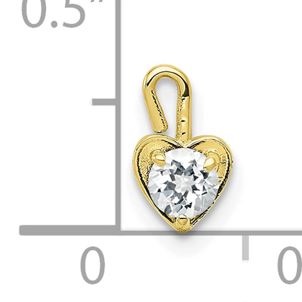 Carat in Karats 10K Yellow Gold April Birthstone Heart Pendant Charm With 14K Yellow Gold Lightweight Rope Chain Necklace 20''