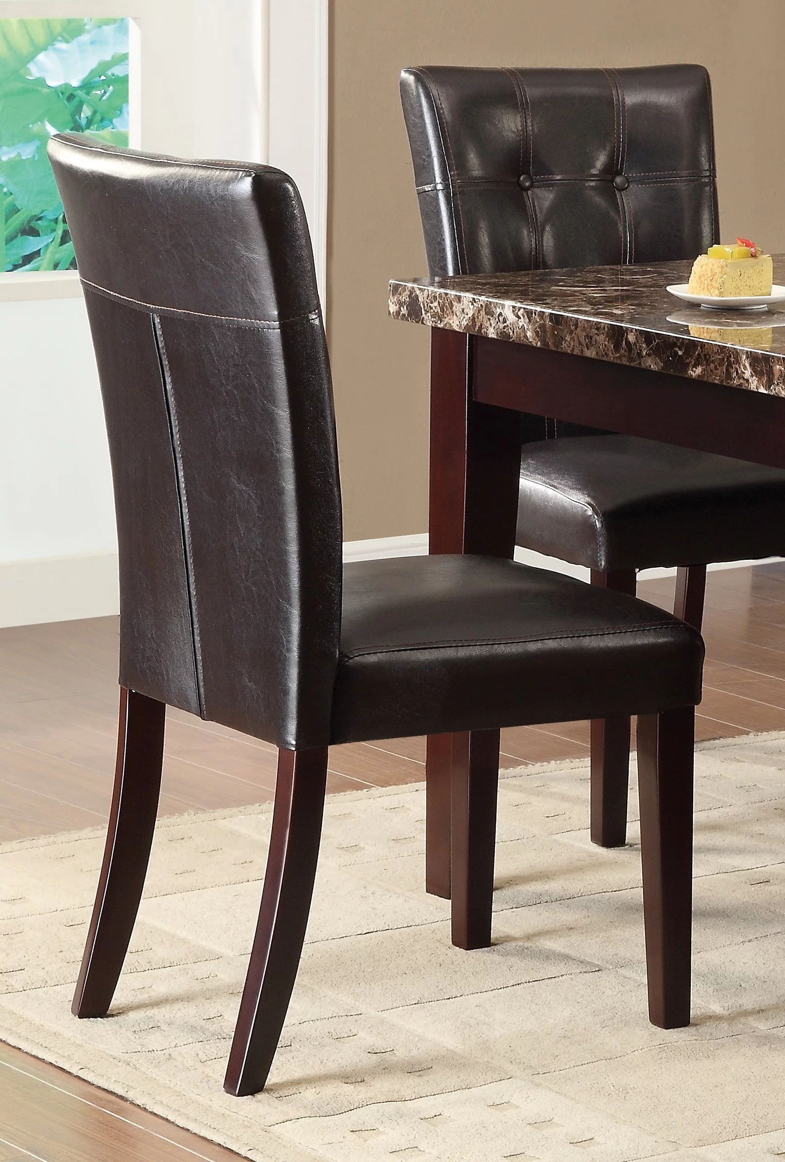 CoSoTower Button-Tufted Side Chairs Set of 2Pc Wood Frame Espresso Finish Dining Furniture