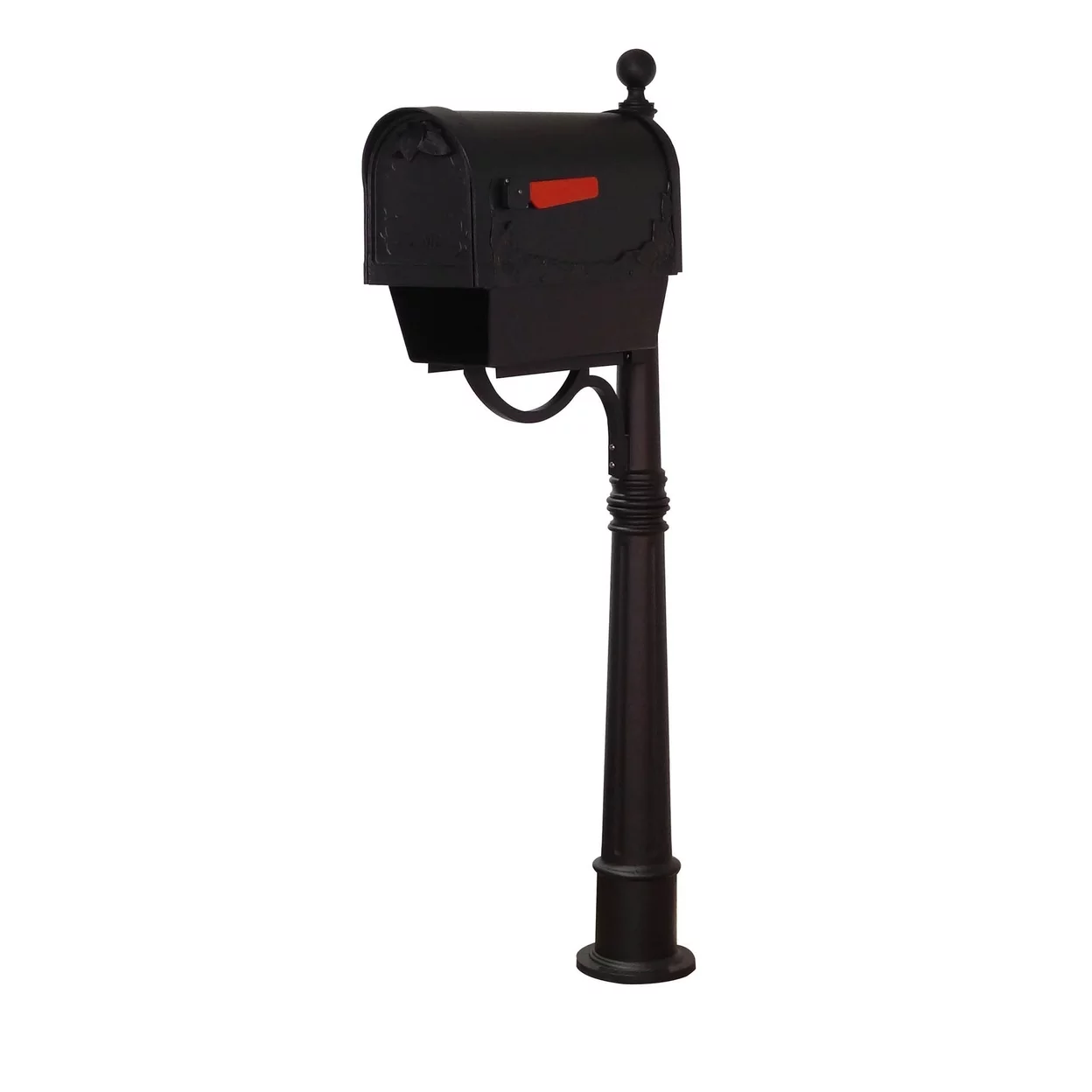 Outdoor Letter Holder Floral Curbside Mailbox with Newspaper Tube and Ashland Mailbox Post