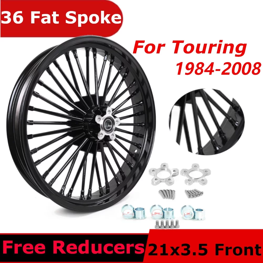 21x3.5 Fat Spoke Front Wheel Rim w/ Spacers for Harley Touring Road King Glide Street Glide 84-08