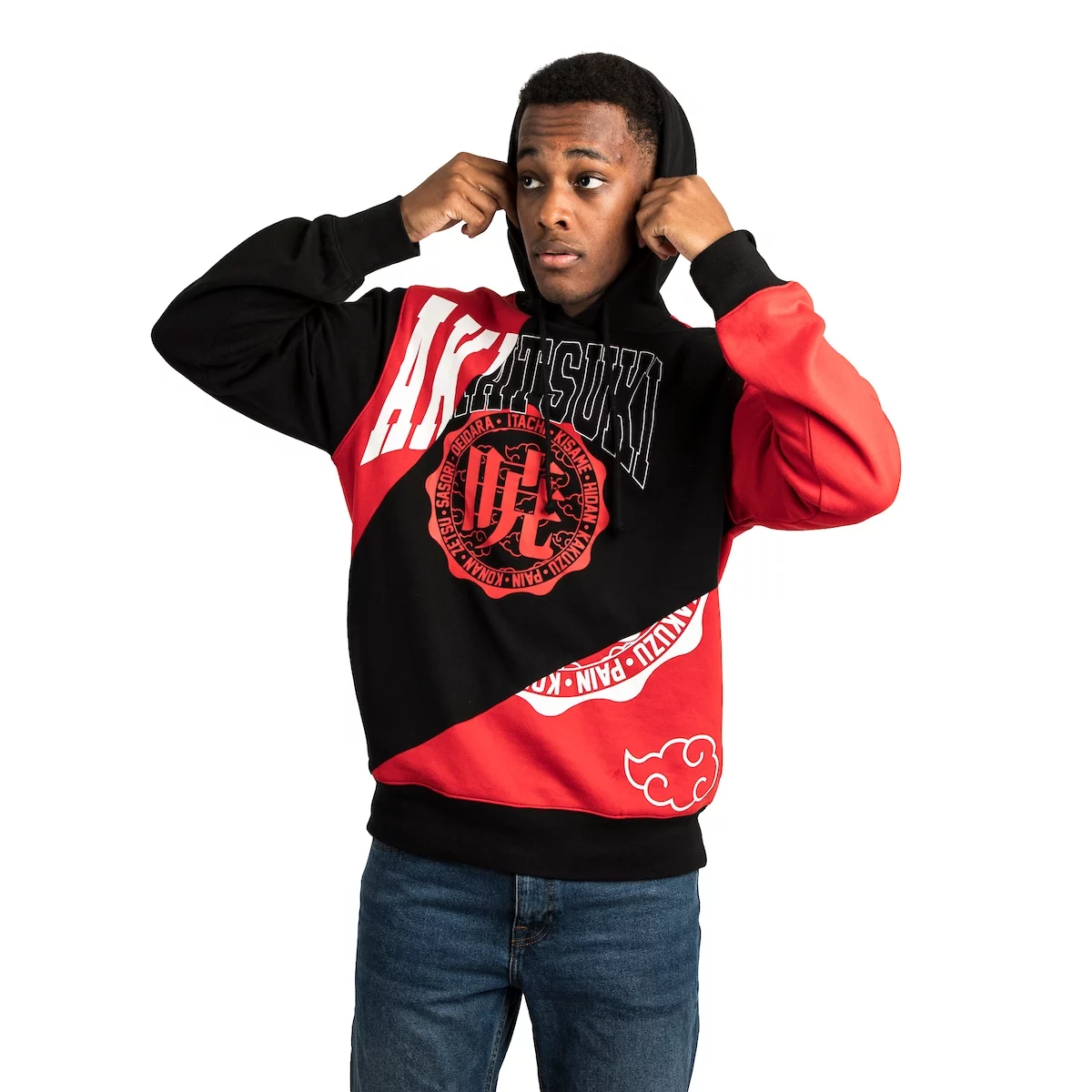 Naruto Akatsuki Collegiate Adult Red and Black Hoodie