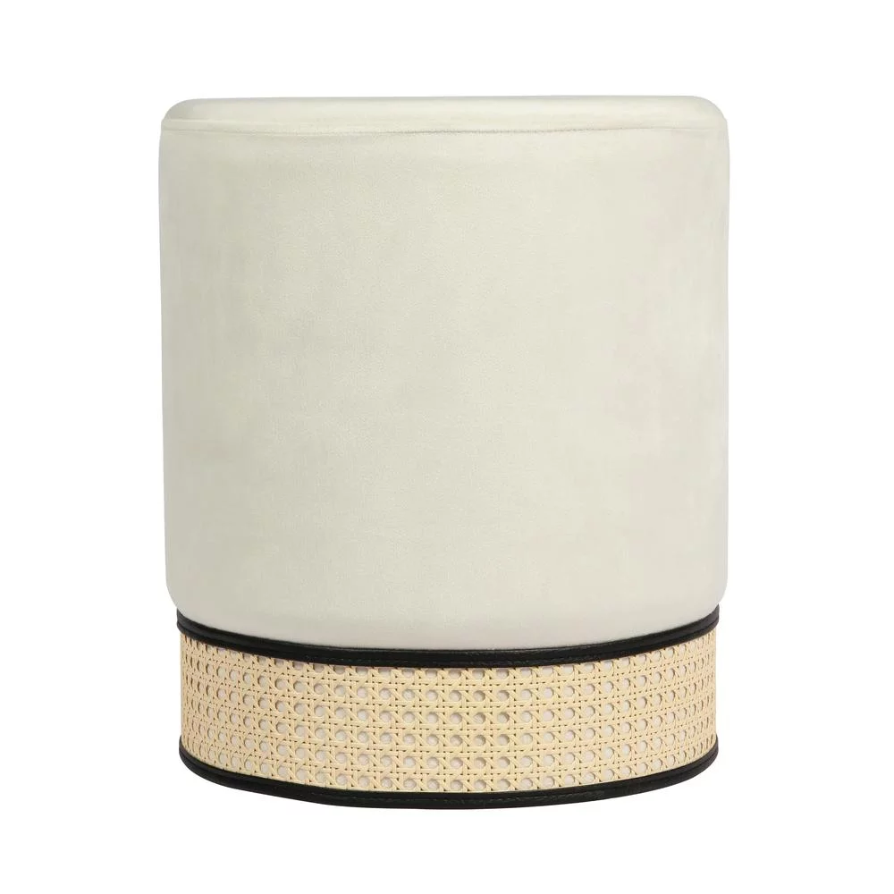 Ivy Cream Velvet Ottoman