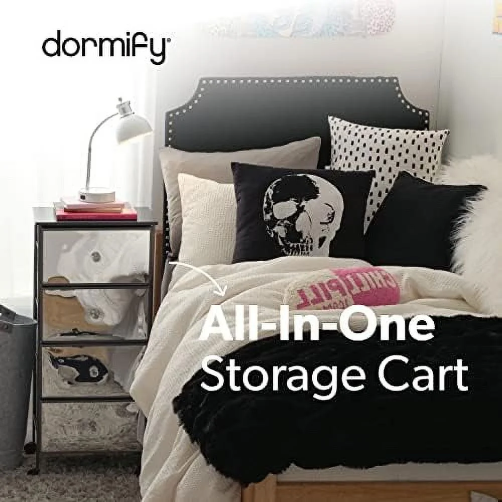 SQCFVGB Narrow 3-Drawer Cart on Wheels | Rolling Table with Wheels |  Drawers | Organizer | Nightstand | Dresser for Closet | White |  for Small Spaces | Bedroom & Dorm Room Essential