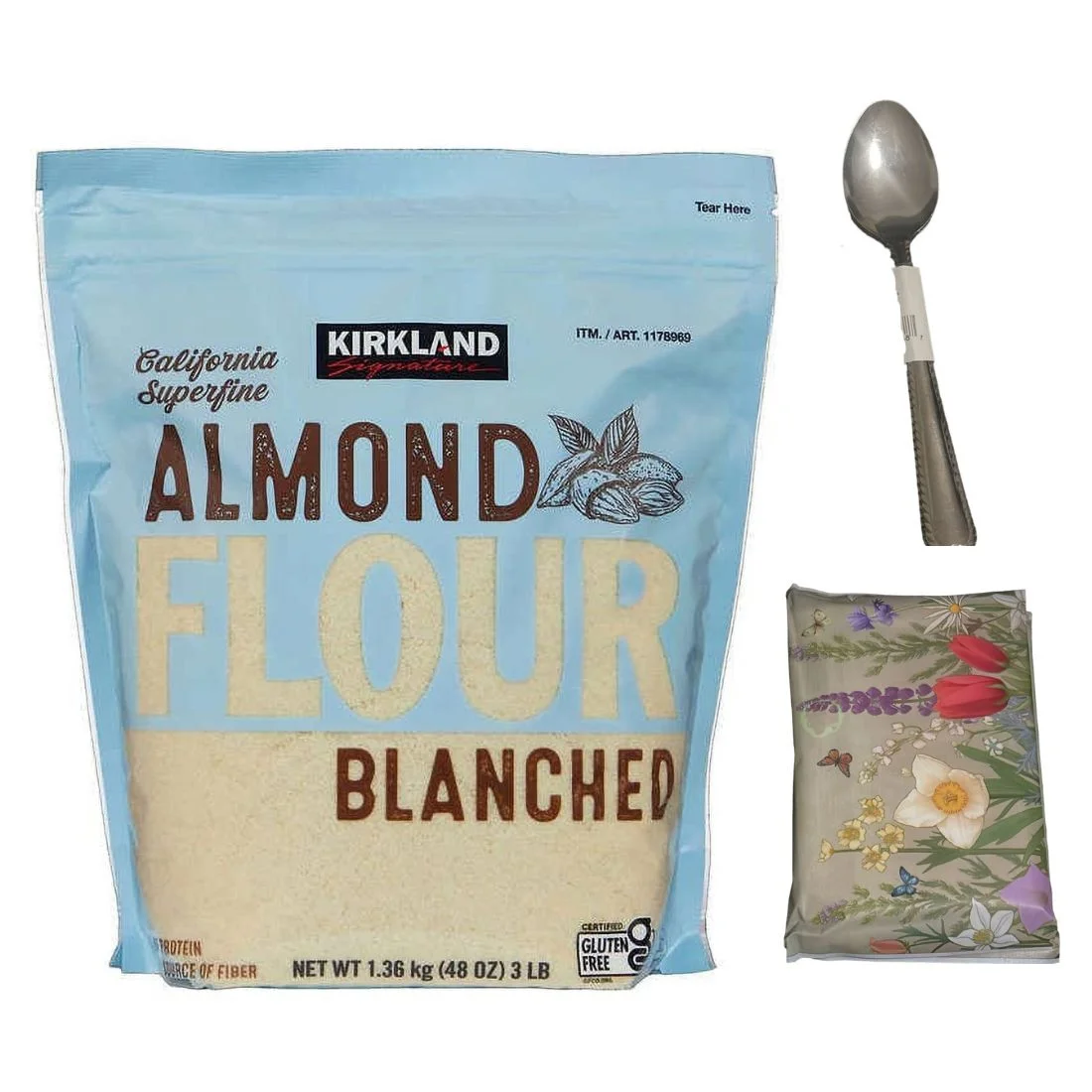 K S Almond Flour, 3 lbs Listed by SUPPLYPLEXWith Stainless Spoon and tissue