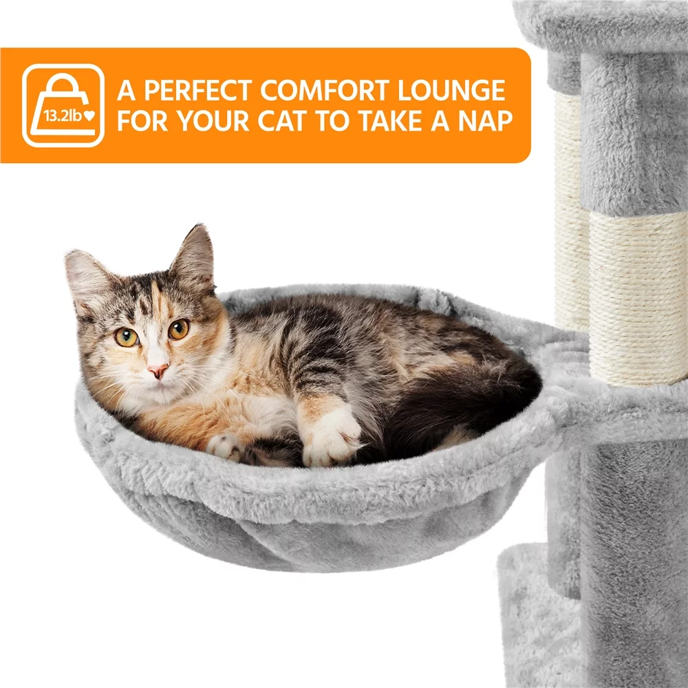 Easyfashion 82.5inch Multi Level Cat Tree, Light Gray