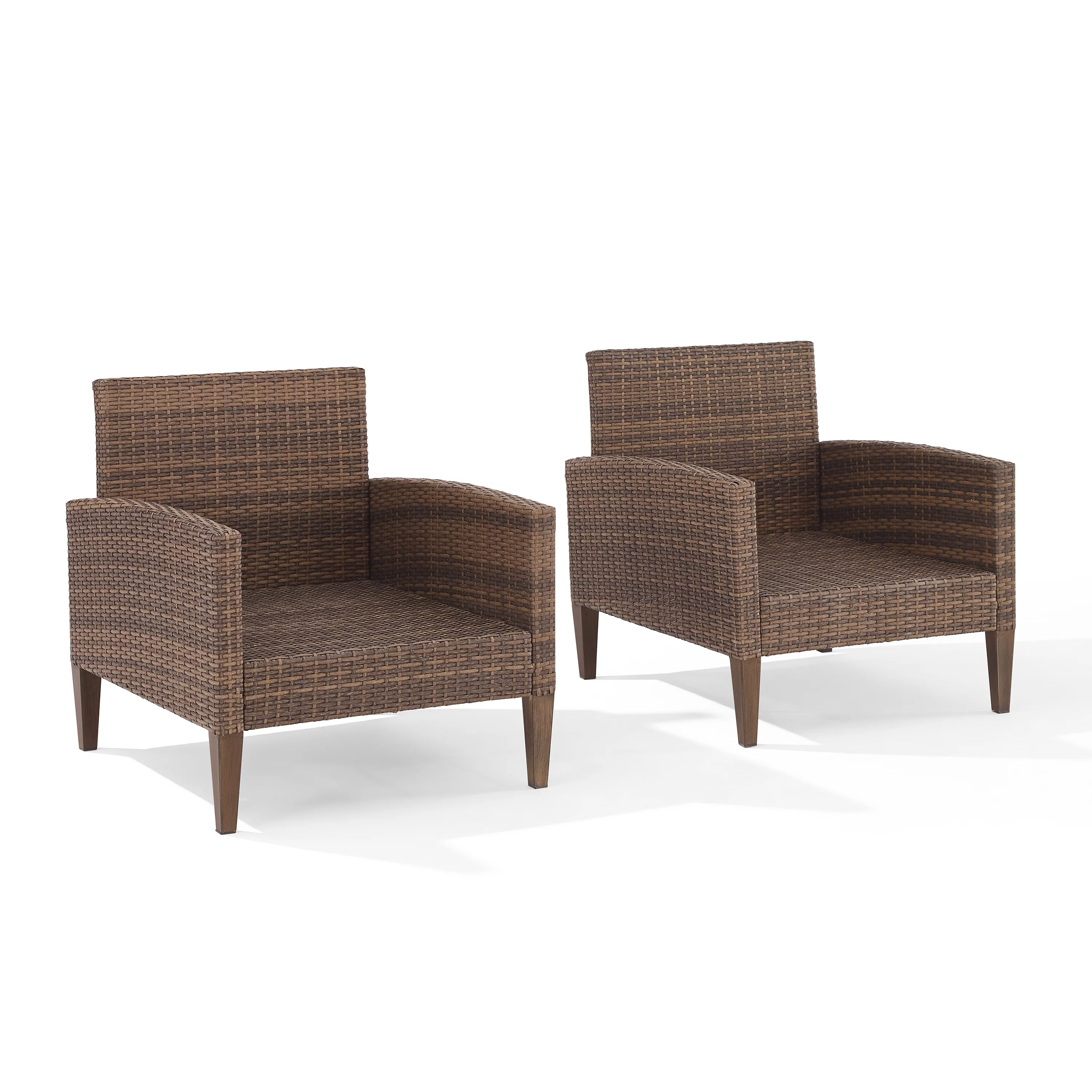 Crosley Furniture Capella Rattan & Fabric Patio Chair in Brown/Cream (Set of 2)