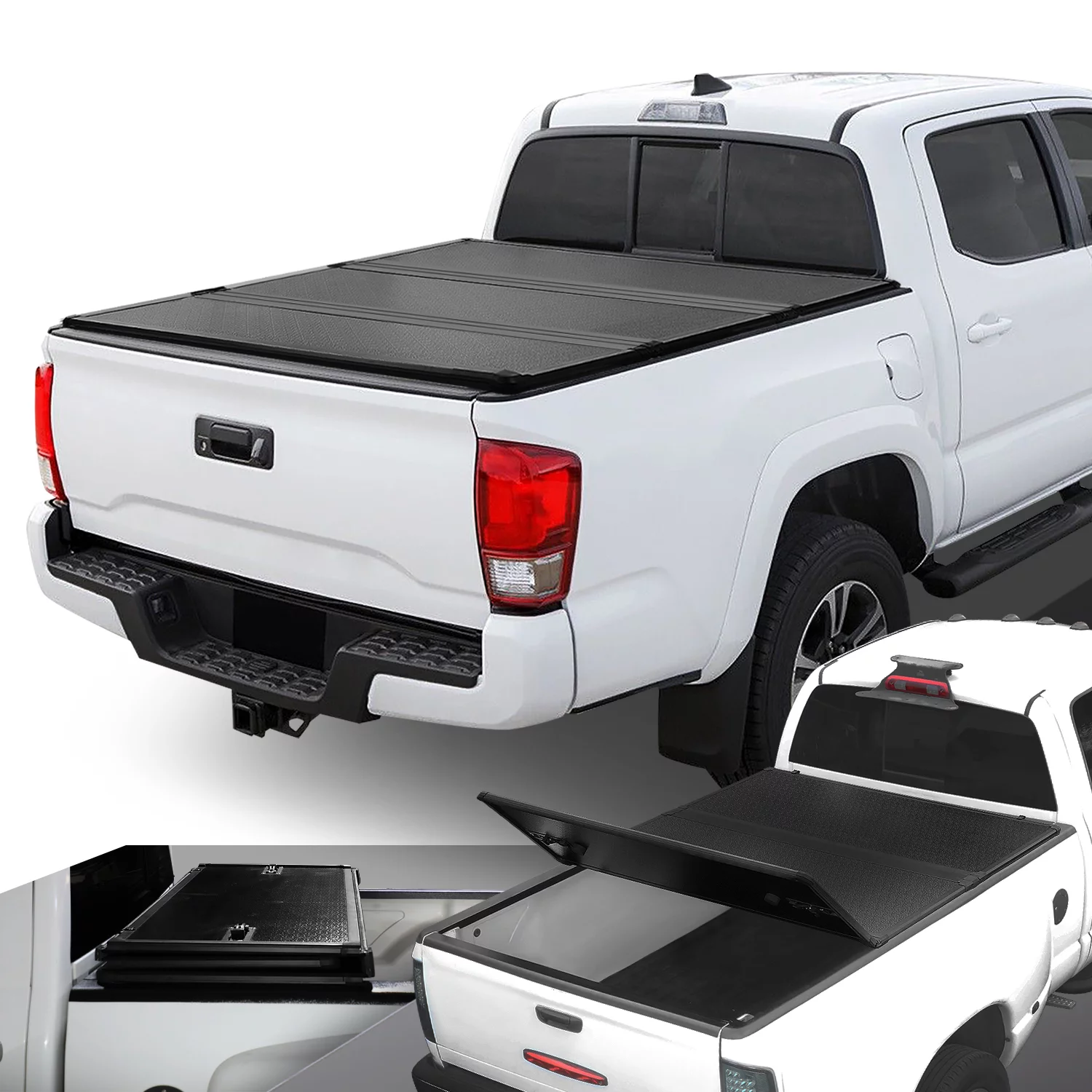 DNA Motoring TTC-HARD-058 For 2016 to 2021 toyota Tacoma Fleetside 5Ft Short Bed Hard Solid Tri Fold Tonneau Cover
