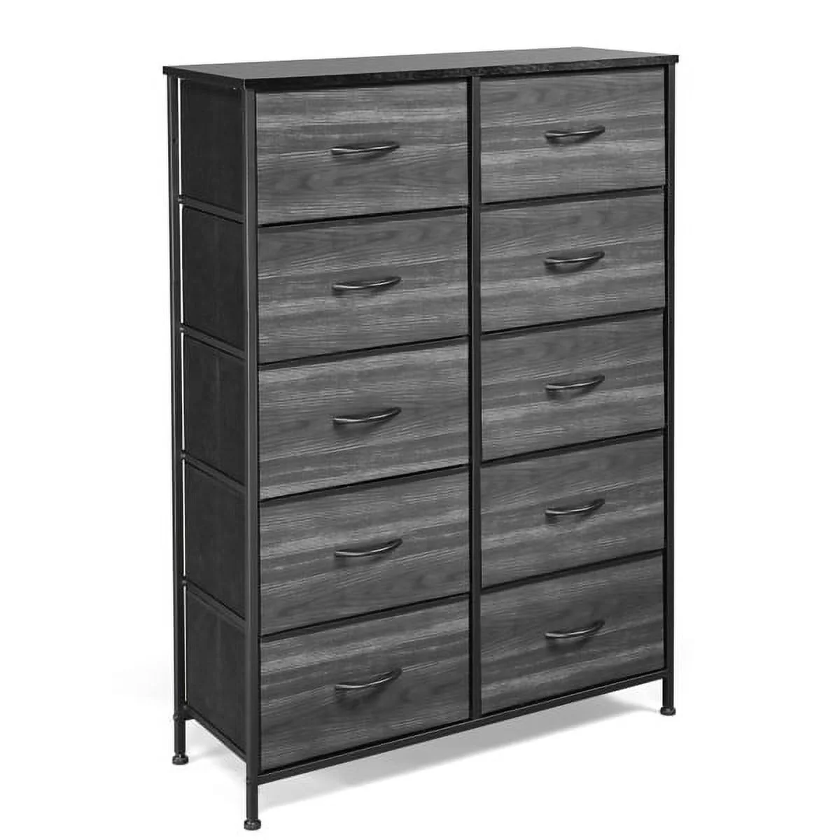 ZYJSQ Dresser with 6 Big 3 Small Drawers - Furniture Storage Tower Unit, Steel Frame, Wood Top, Easy Pull Fabric Bins, Black