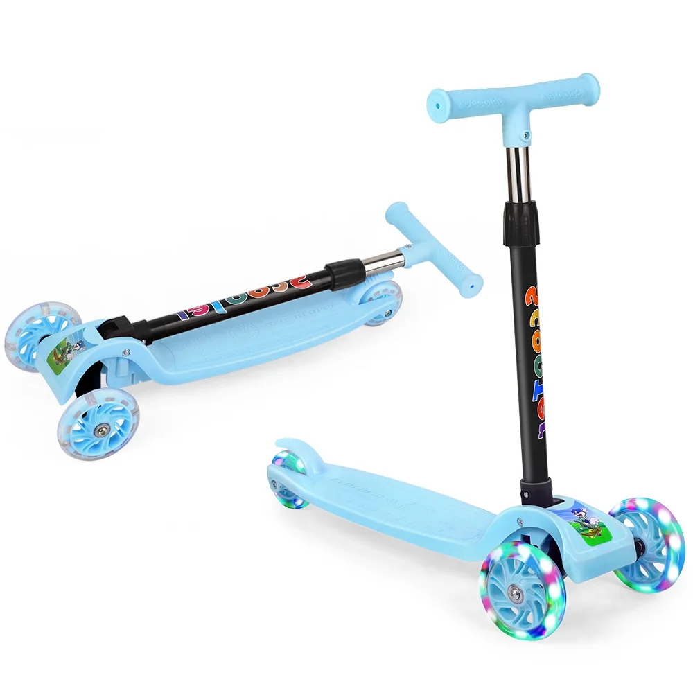 Kick Scooter for Kids, Wheel with Brake, Adjustable Height Handlebar, Foldable, Lightweight, Aged 3-12, Wide Standing Board, and Up to 110lbs