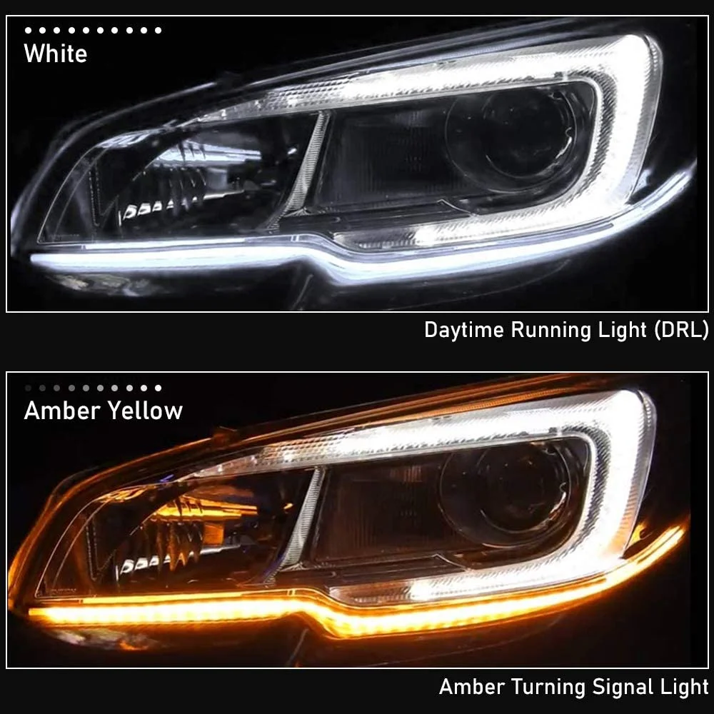 OPP ULITE Switchback Led Strip Light, Amber Turn Signal White DRL, 24 Inch Flexible Headlight Stirp Tube Lights (White Amber WYDT-60)