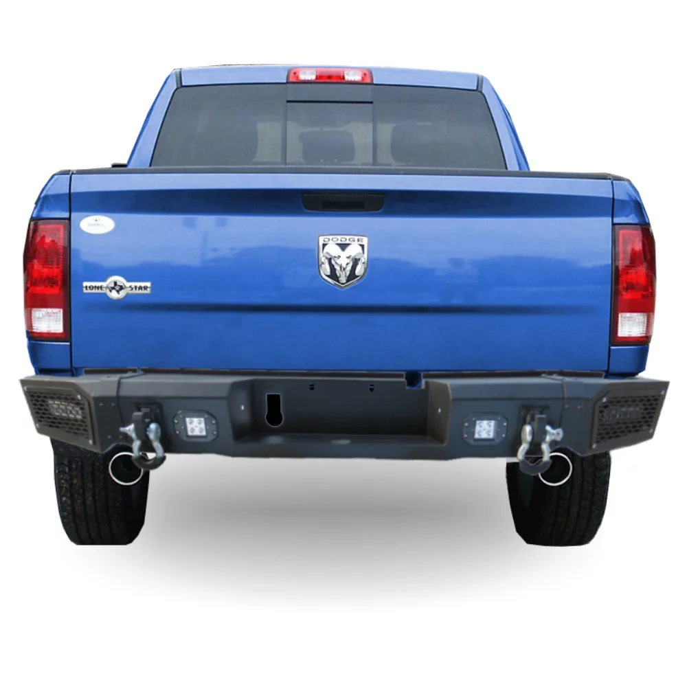 Ronghui Fits for 2013-2018 Dodge Ram 1500 New Steel Black Rear Bumper w/LED Lights & D-Rings