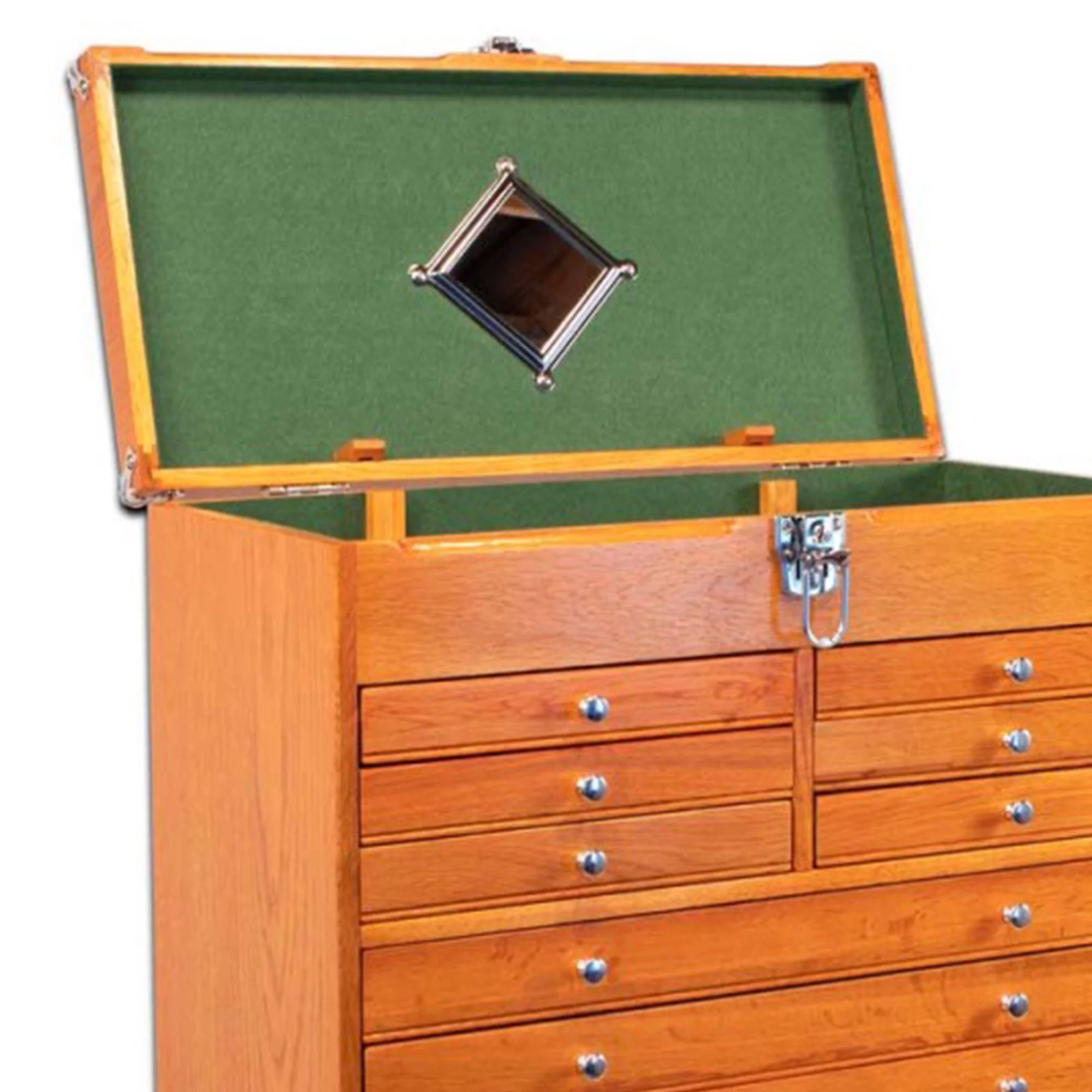 Gerstner International Hardwood 11 Drawer Top Chest w/ Locking Lid, Red Oak