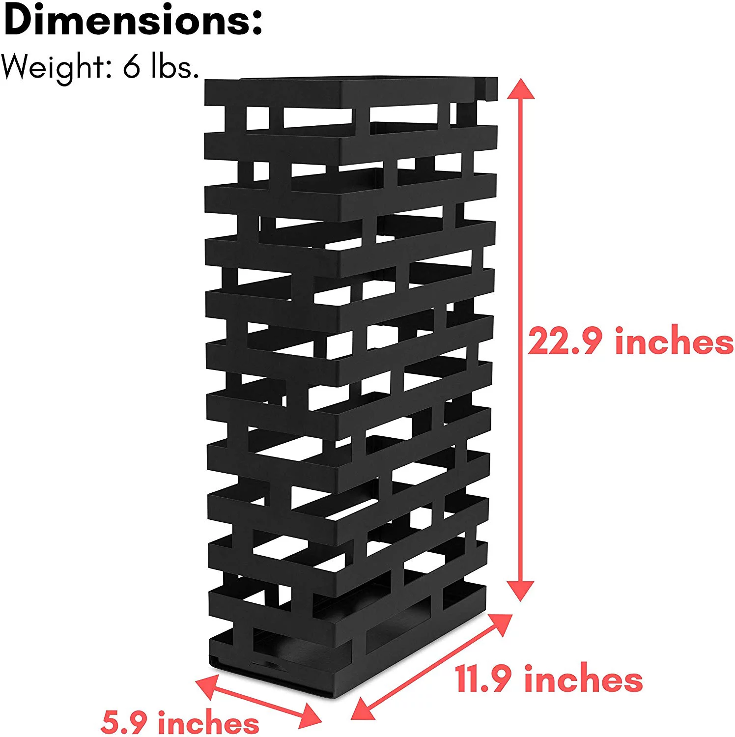 BirdRock Home Umbrella Holder Stand with Removable Water Tray - Line Design - Black