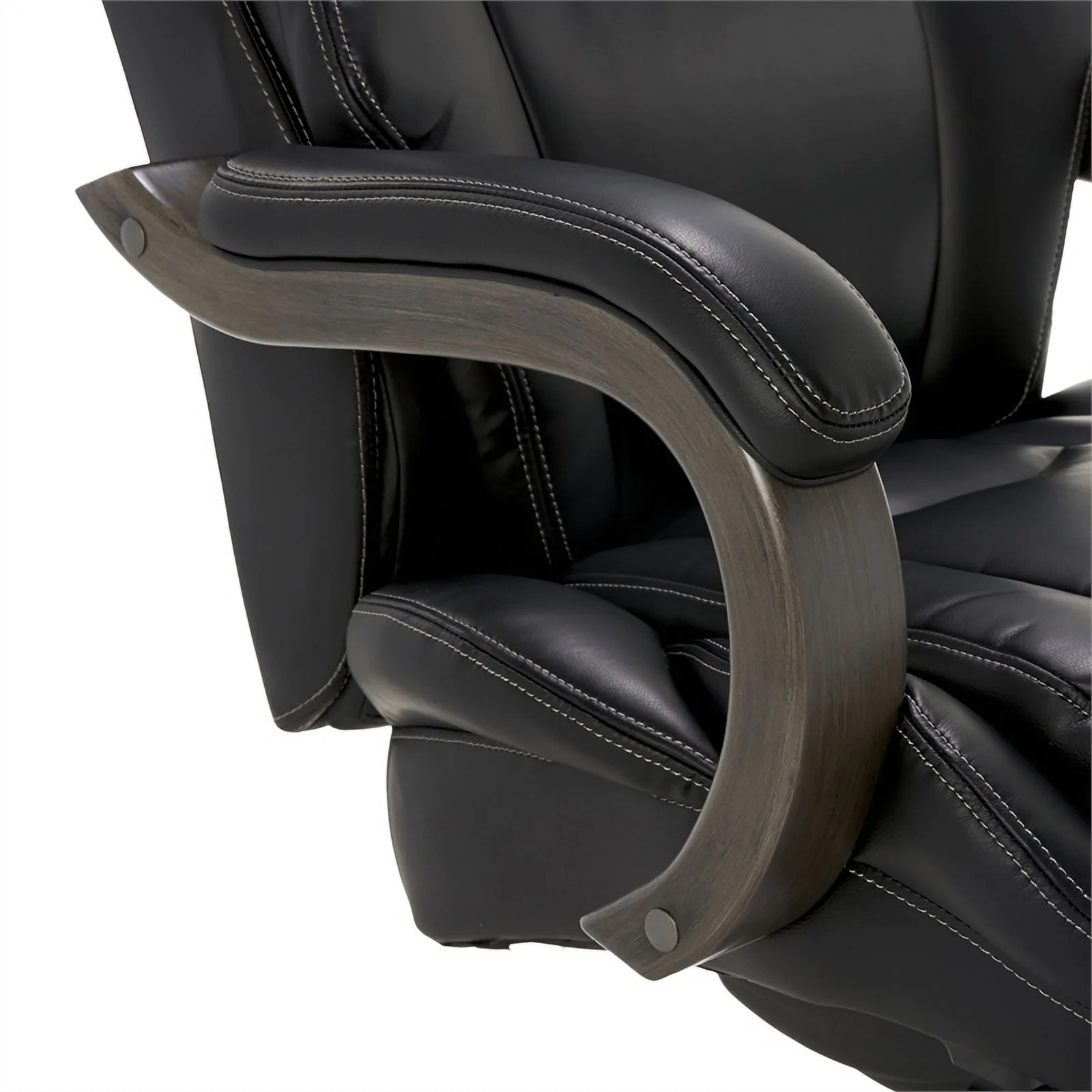 Scranton & Co Modern Faux Leather & Wood Executive Chair in Black