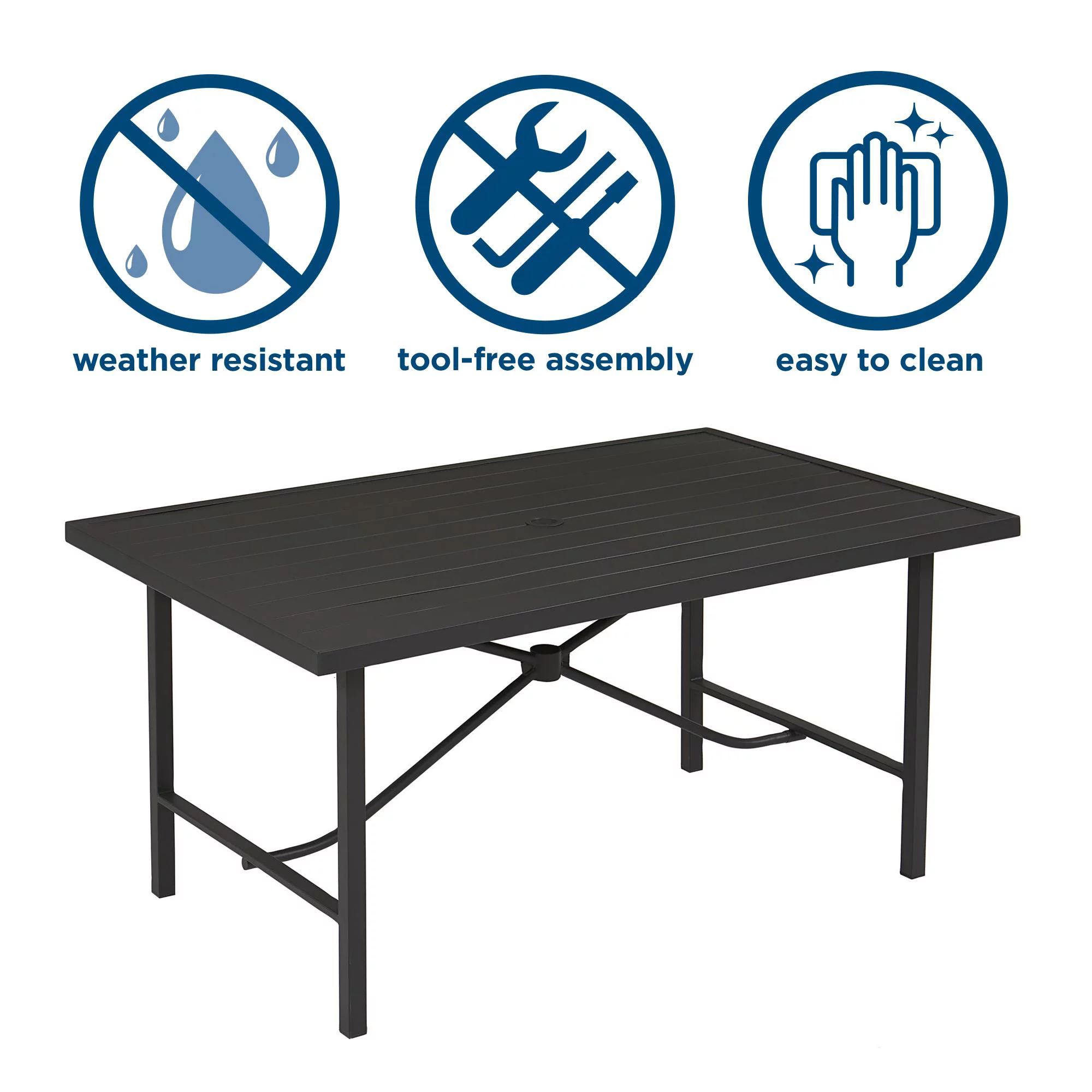 COSCO Outdoor Furniture, Patio Dining Table, Steel, Charcoal