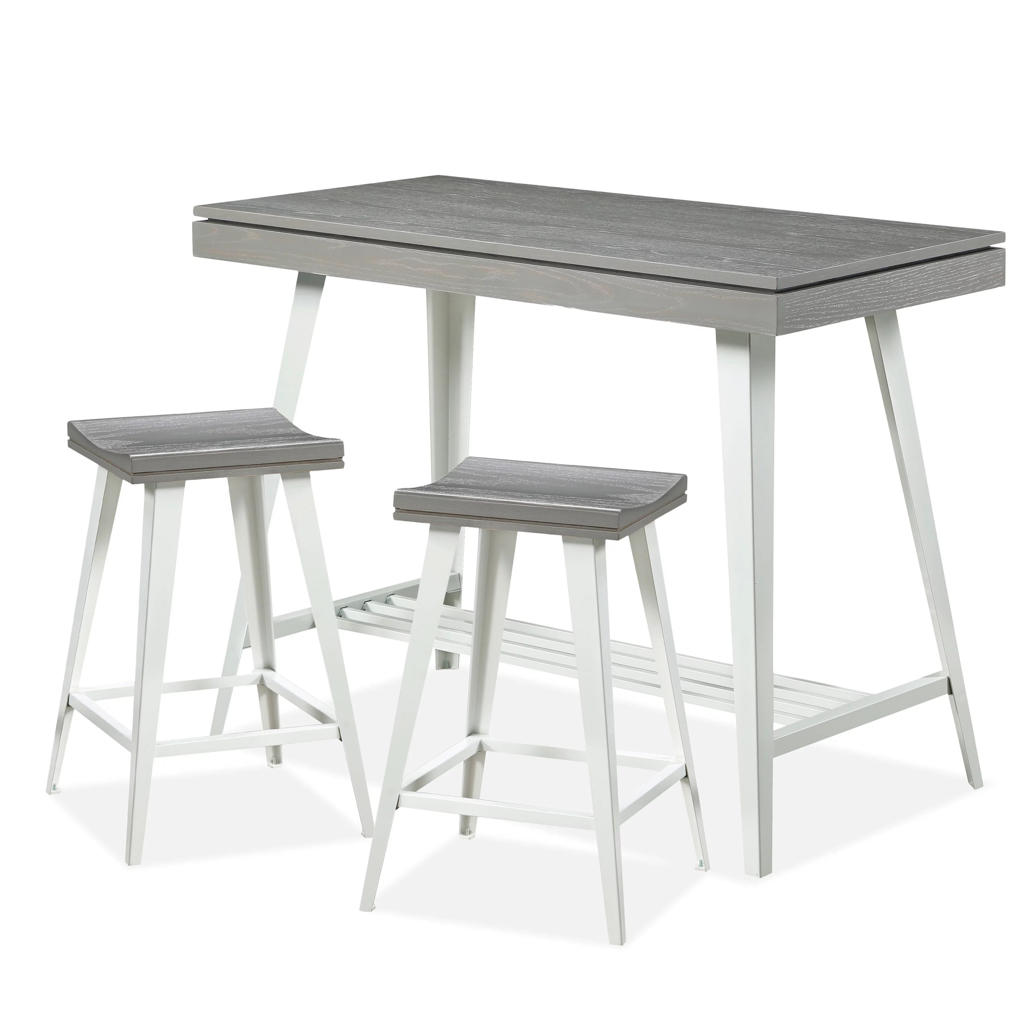 Furniture of America Harper Metal 3-Piece Counter Table Set, Gray