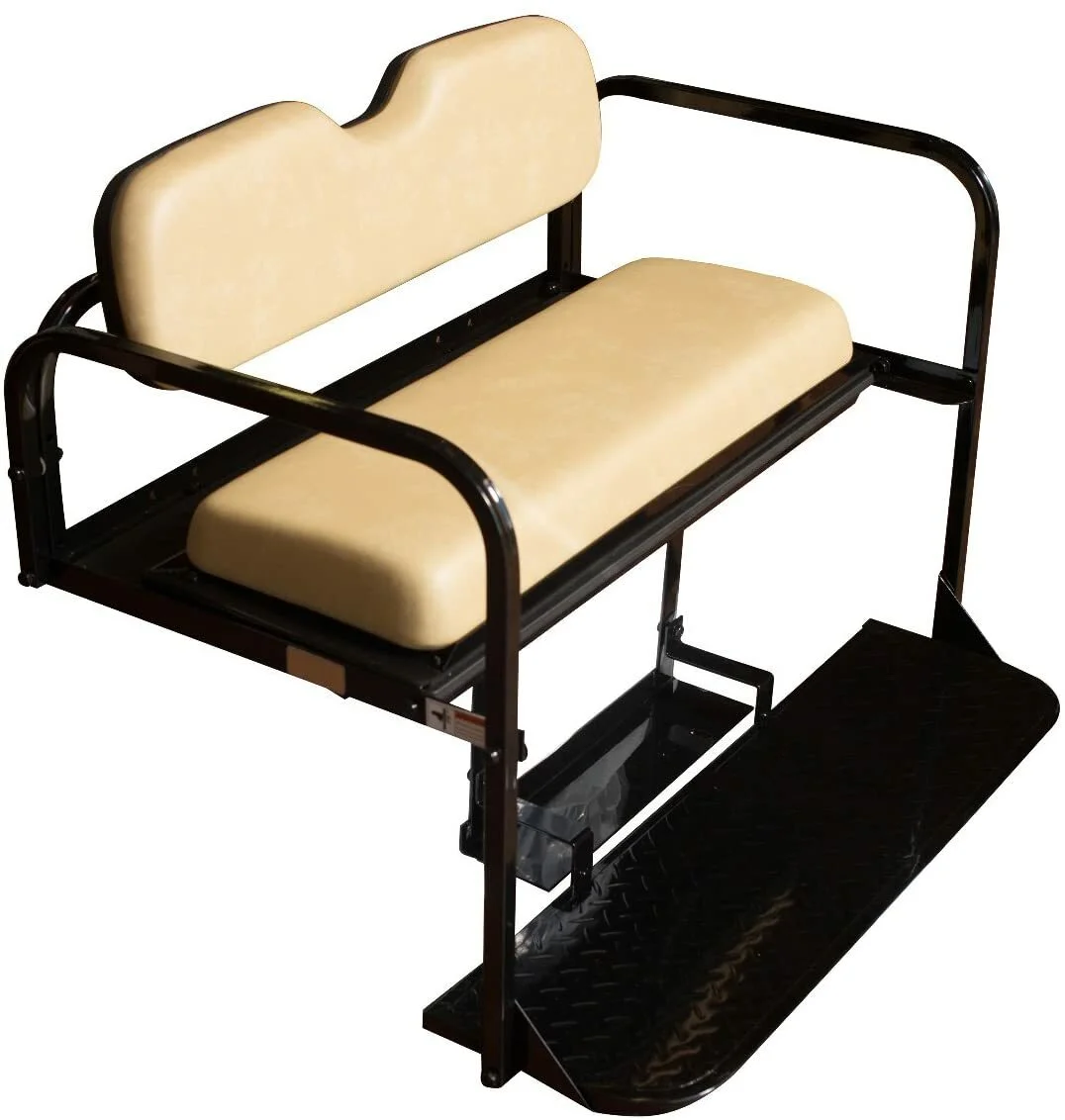 EZGO RXV Golf Cart Flip Folding Rear Back Seat Kit - Stone Cushions
