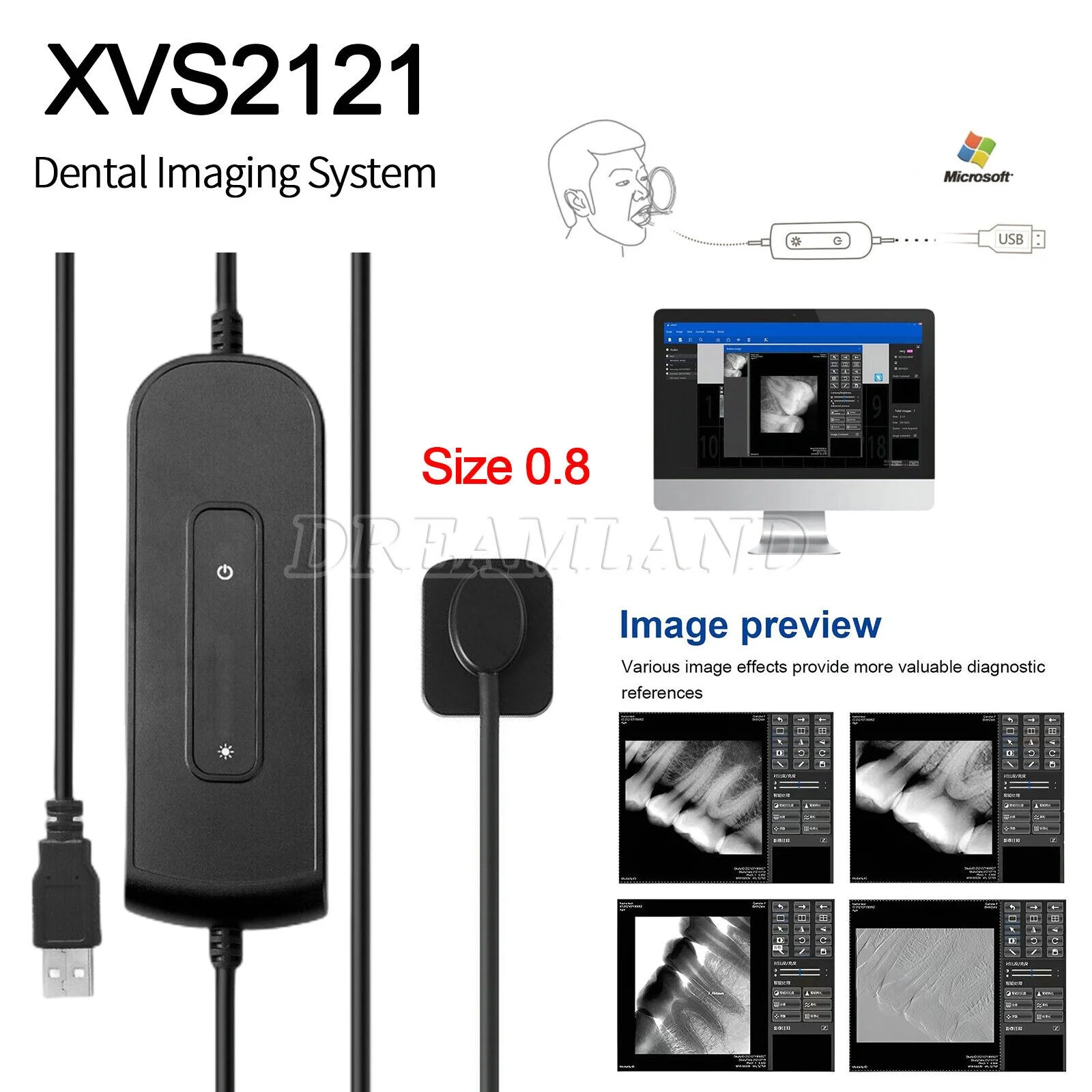 Woodpecker Style Digital Xray Sensor Dental Imaging Intraoral RVG X-ray Sensor