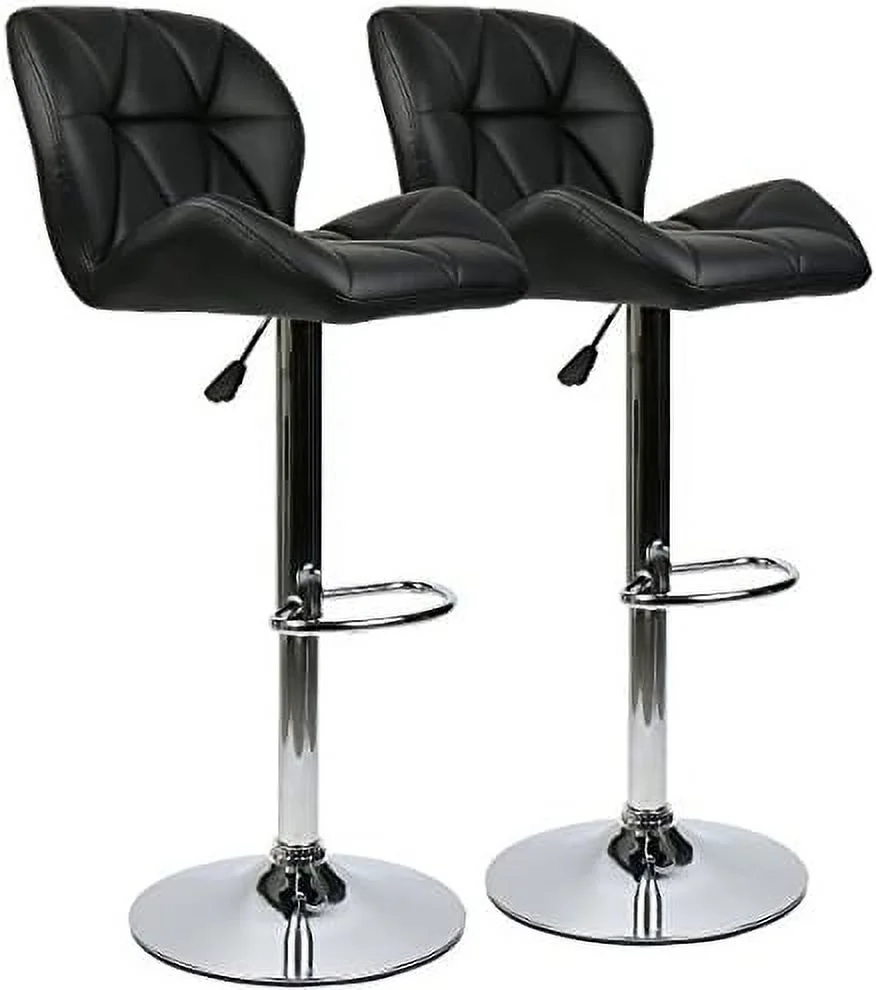 TJUNBOLIFE Table Set of 3  Height Adjustable Round  Table and 2 Swivel Pub Stools for Kitchen Counter/Home /Dining Room (White Table and Black Barstools)