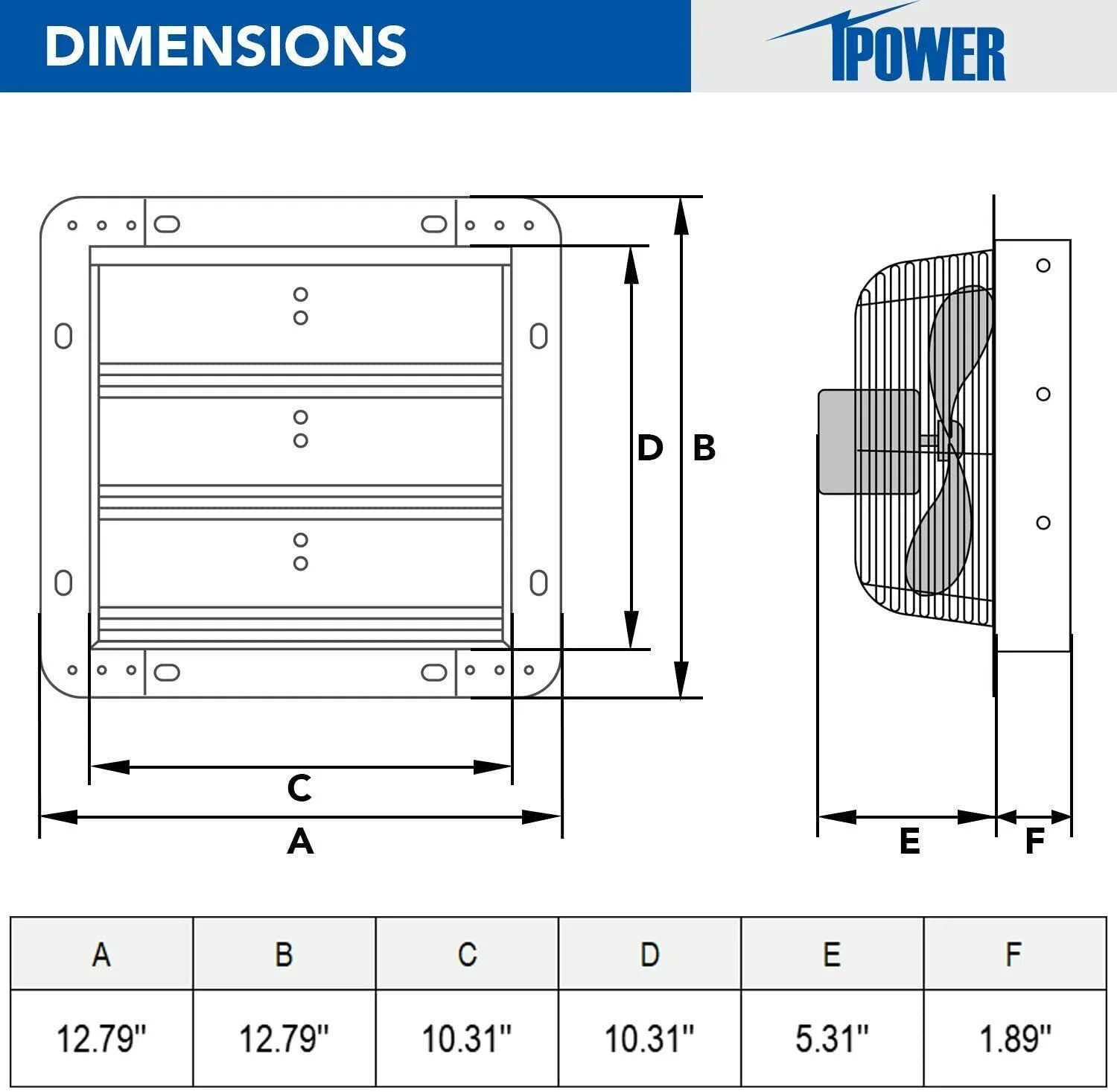 iPower 10'' Shutter Exhaust Fan Wall Mounted Aluminum High Speed 1630RPM 705CFM