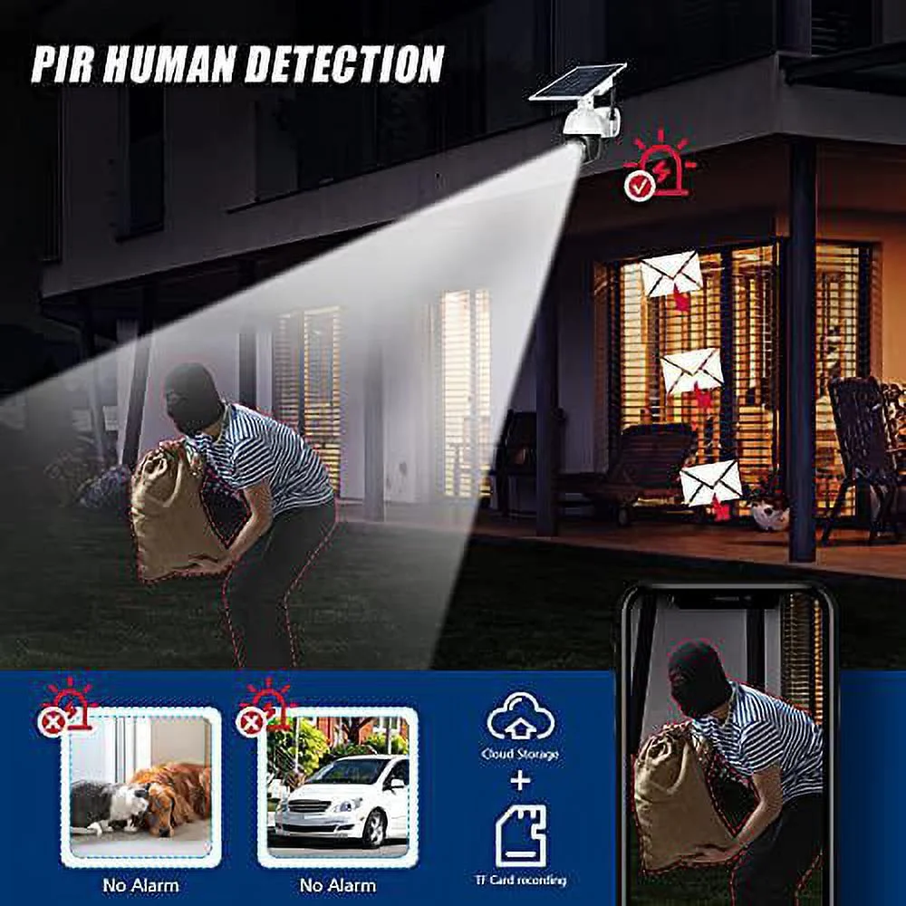 outdoor security camera,solar powered battery wifi camera wirefree outdoor 1080p pan tilt wireless camera pir motion 2 way audio night vision cloud storage boavision s10
