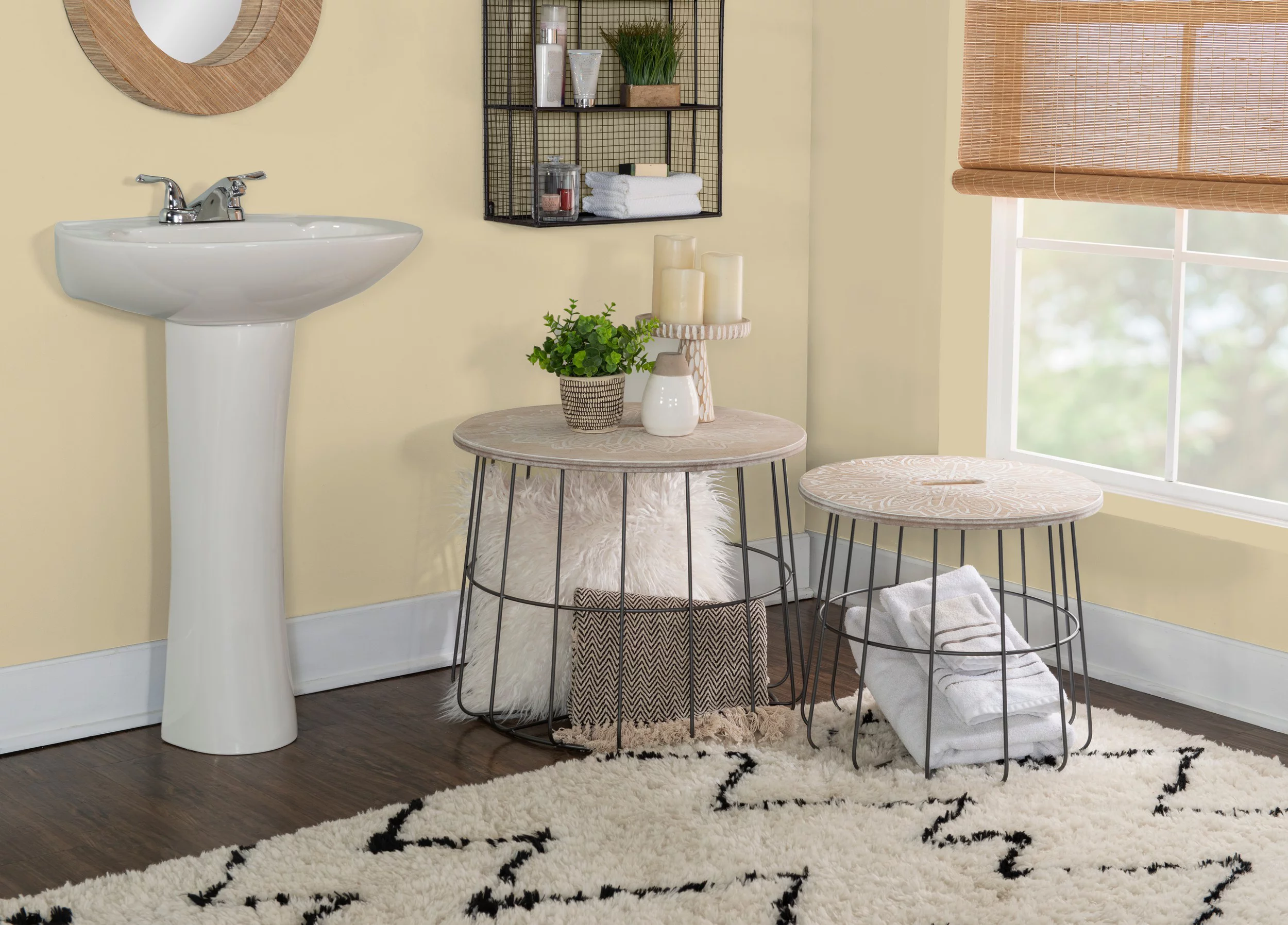 Linon Shae Medallion Nesting Basket Tables