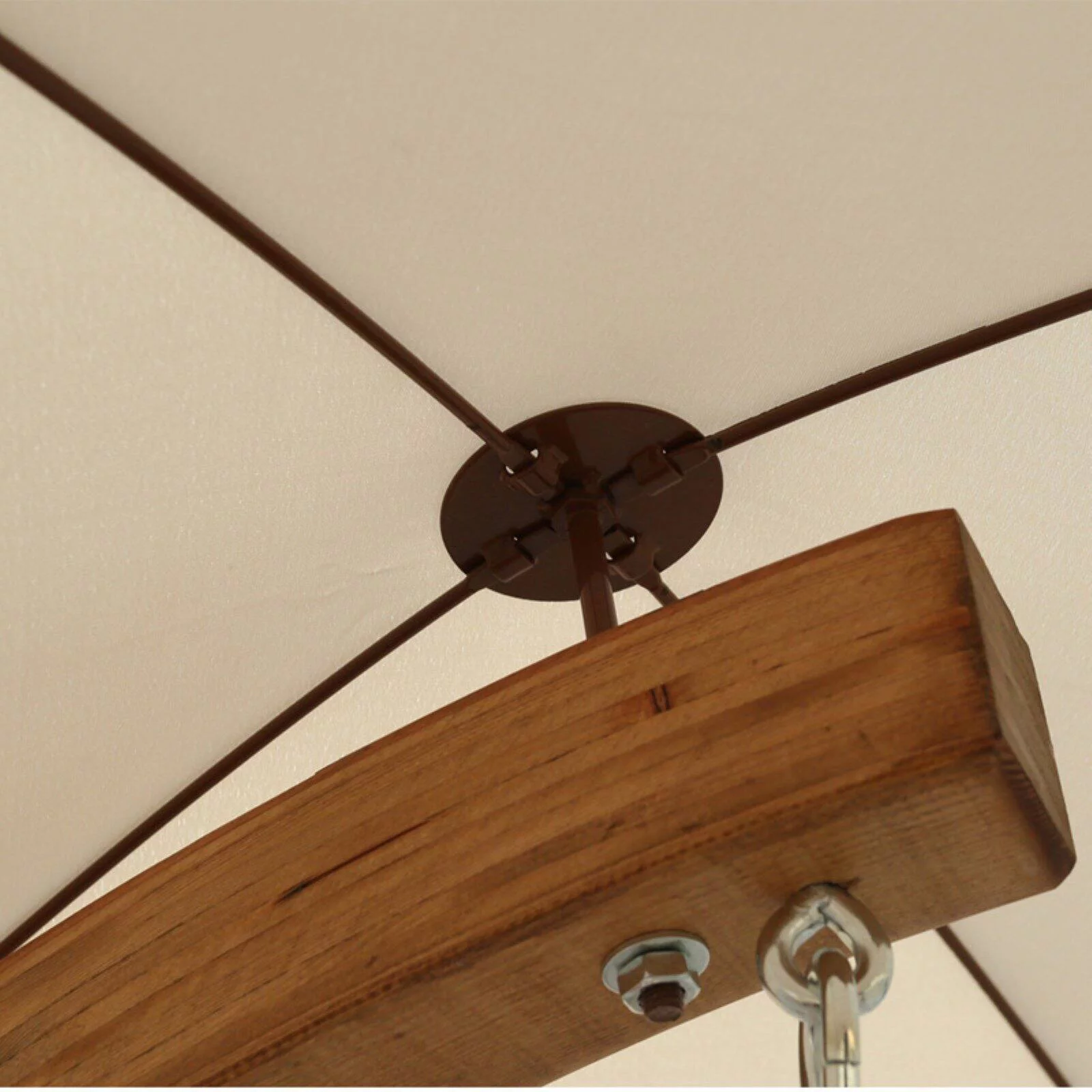 Leisure Season Wood Swing Lounge with Umbrella in Medium Brown