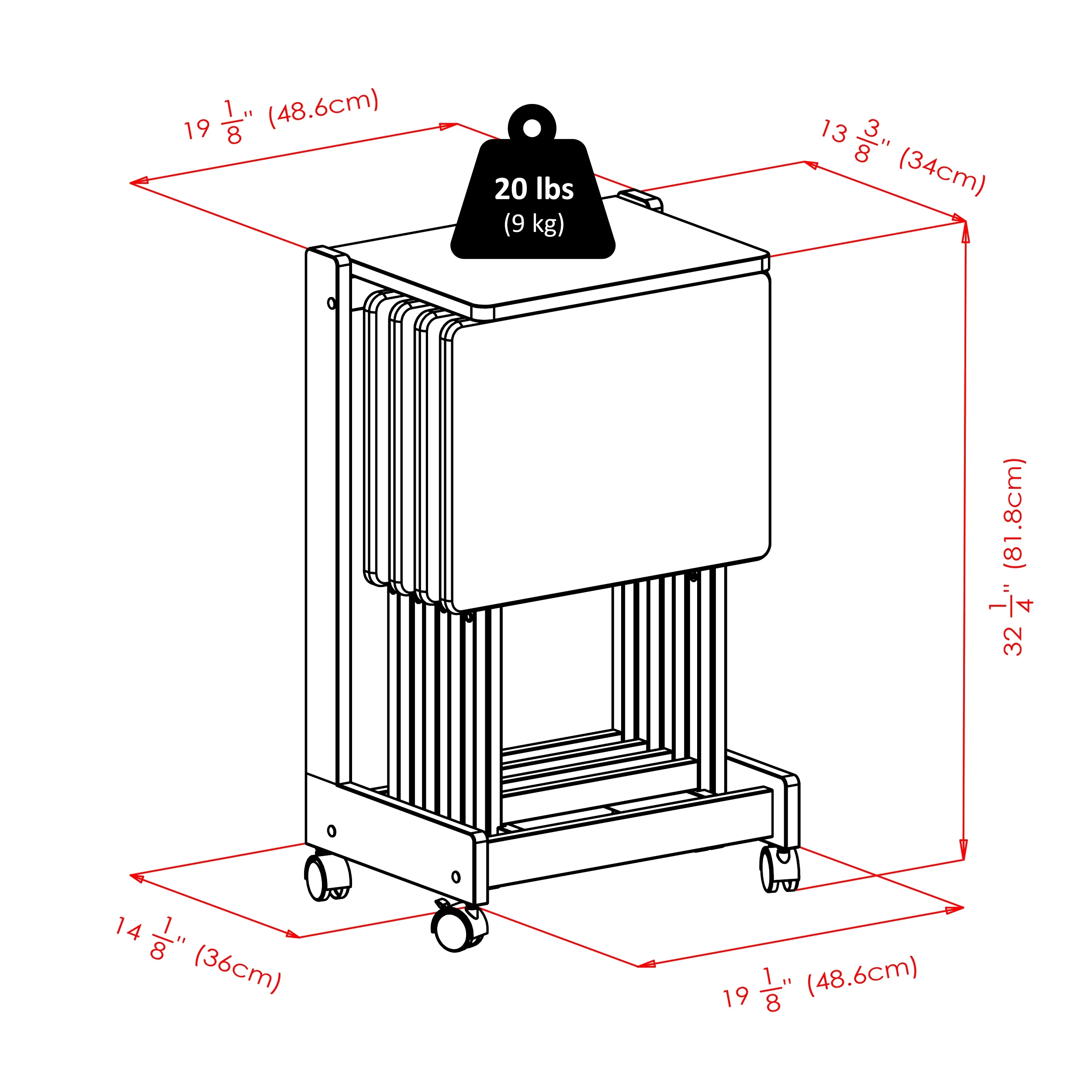 Winsome Wood Brienda 5-Piece Snack Table Set, Serving Cart, Natural Finish