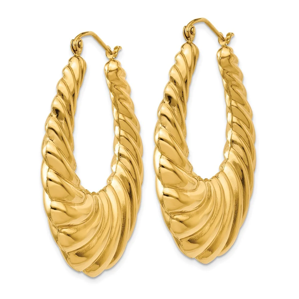 Primal Gold 14 Karat Yellow Gold Polished Scalloped Hoop Earrings