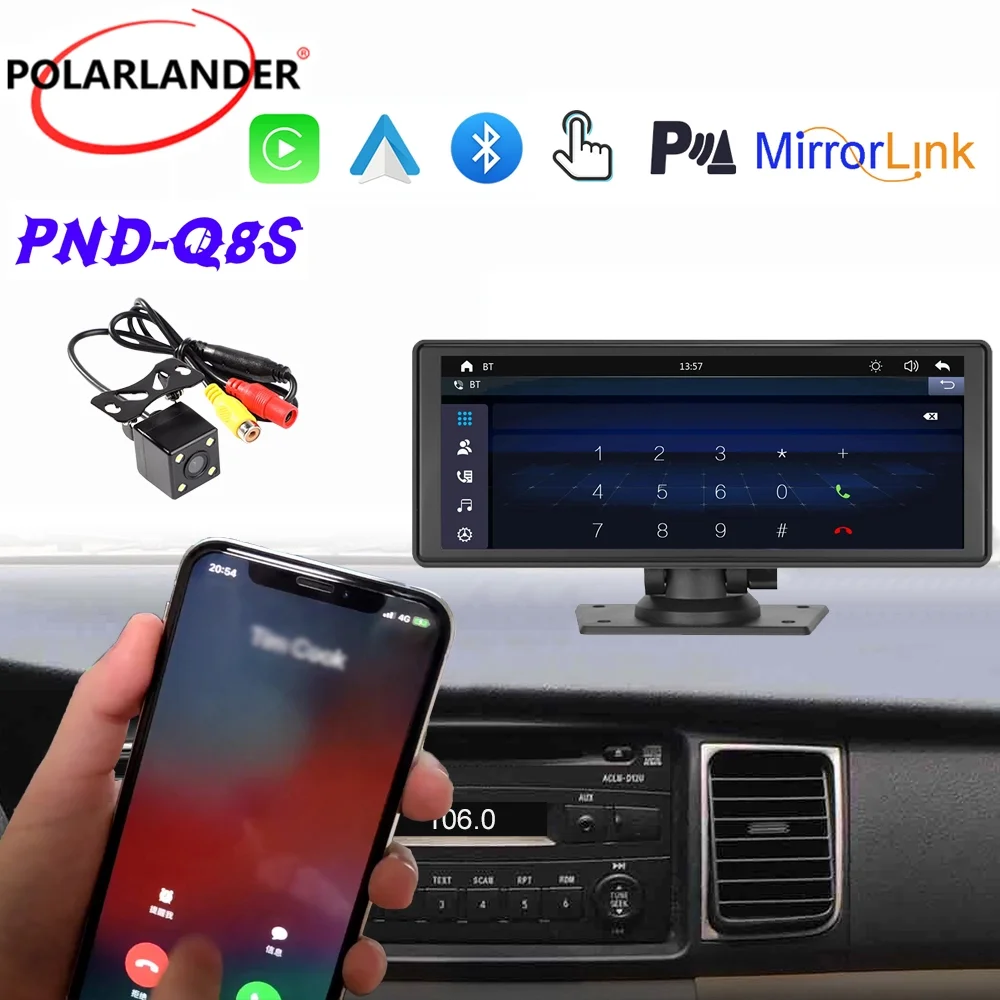 Portable Wireless Carplay&Android Auto Car Stereo,Newest 9.3 Inch Touch Screen Car Stereo with Bluetooth/FM Synchronization/Rear Camera Navigation Unit Player with Bluetooth FM Transmitter,AUX, TF