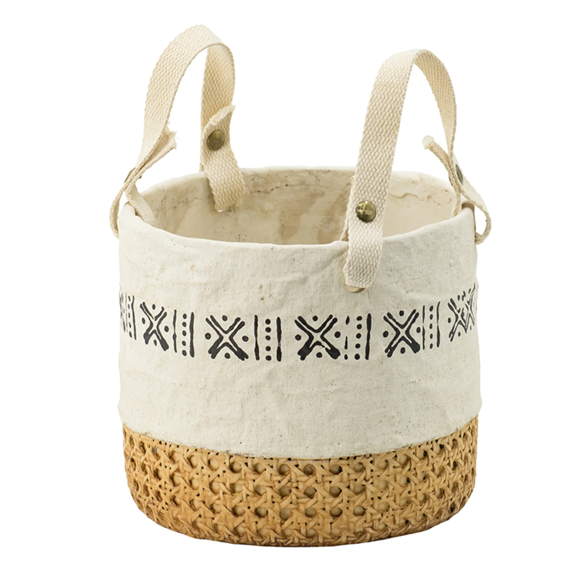 CC Home Furnishings Print Trim Caning Pattern Basket Planters - 7.75