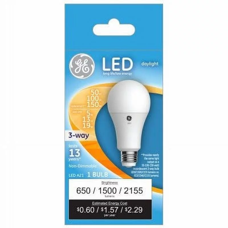 GE LED 3-Way Light Bulb, Daylight, 5/13/19-Watts 1 Pack