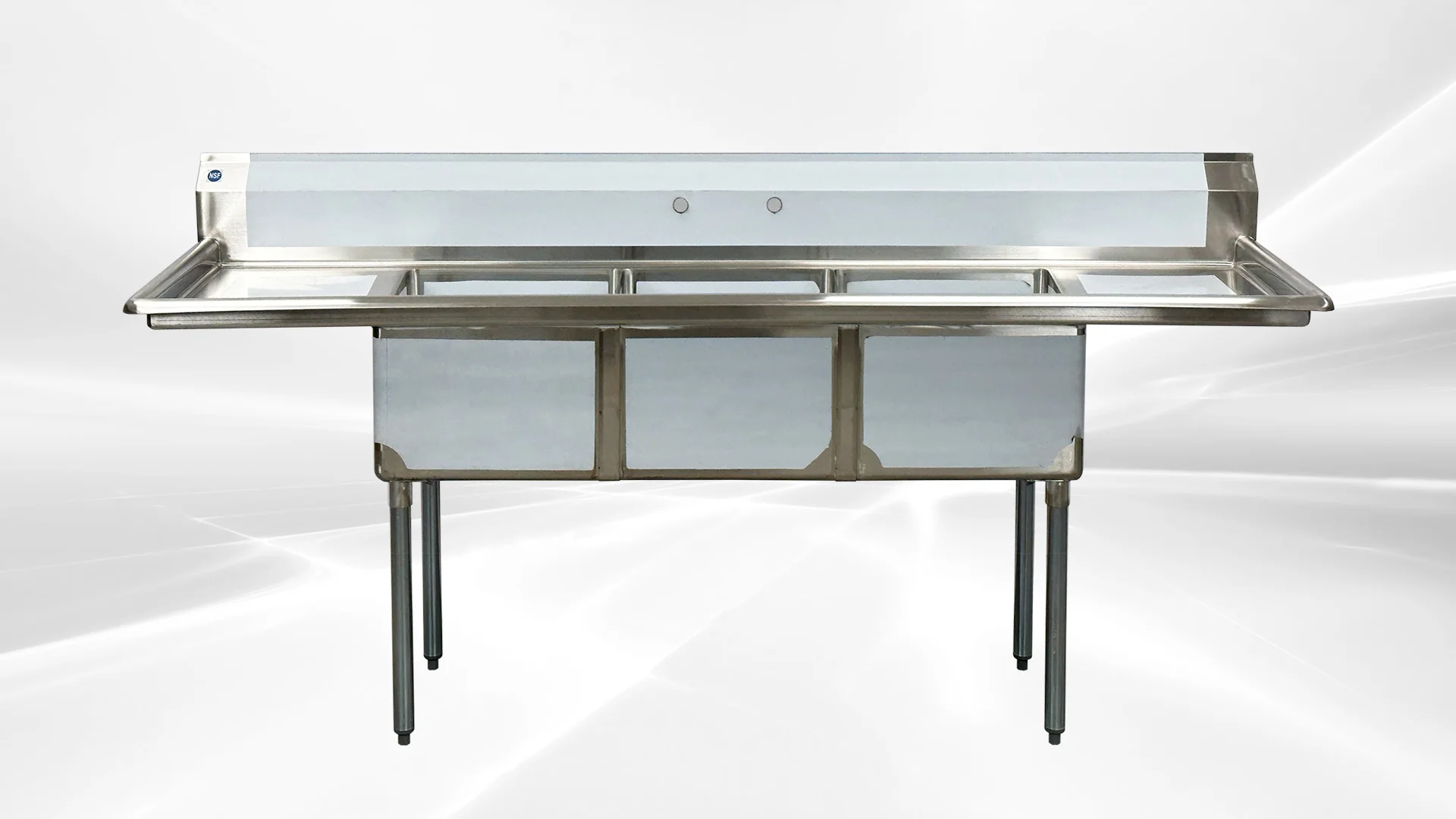 90 in. Commercial Restaurant Kitchen 3 Compartment Stainless Steel Sink with Two Drain Board
