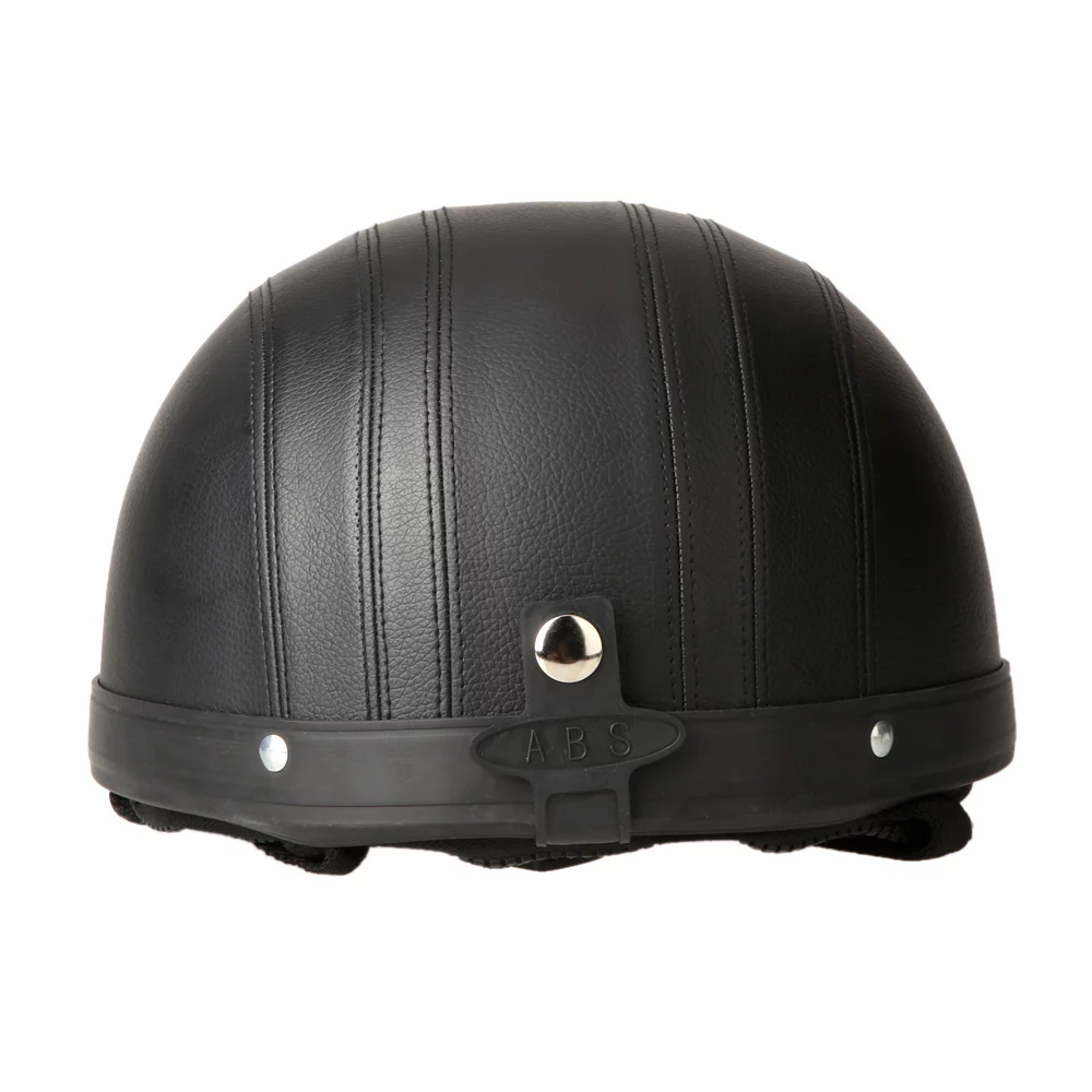 Carevas Motorcycle Scooter Open Face Half Leather Helmet with Visor Goggles Retro Vintage Style 54-60cm