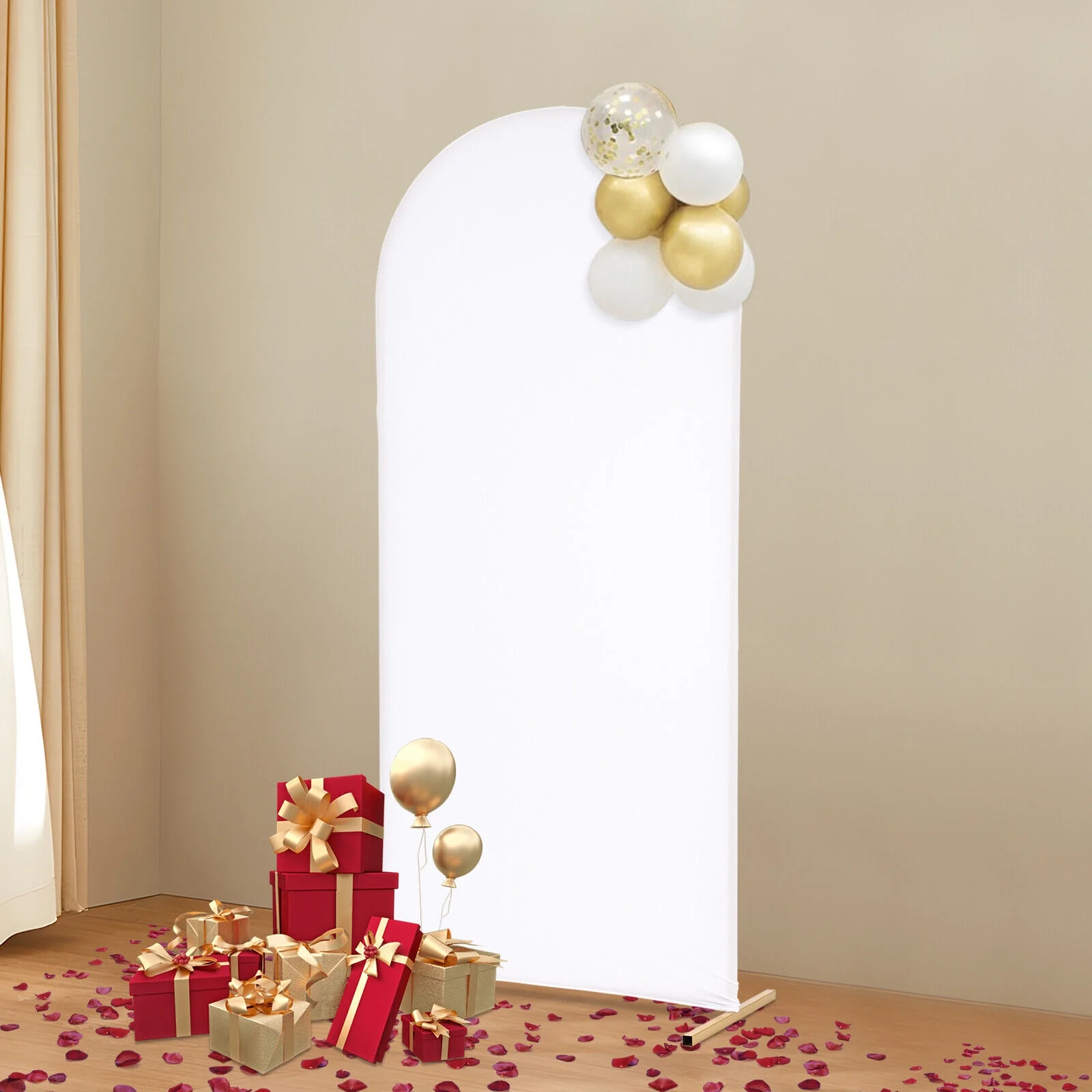 Wedding Arch Backdrop Stand 6ft Gold White Metal Arch Backdrop Stand 180*80 cm