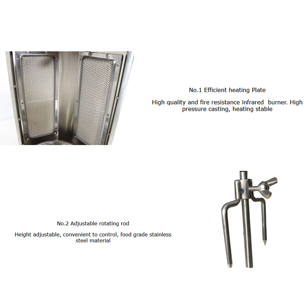 PreAsion Shawarma Machine Gas Kebab Gyro Grill Machine Doner Kebab Machine Vertical Broiler Gyro Machine