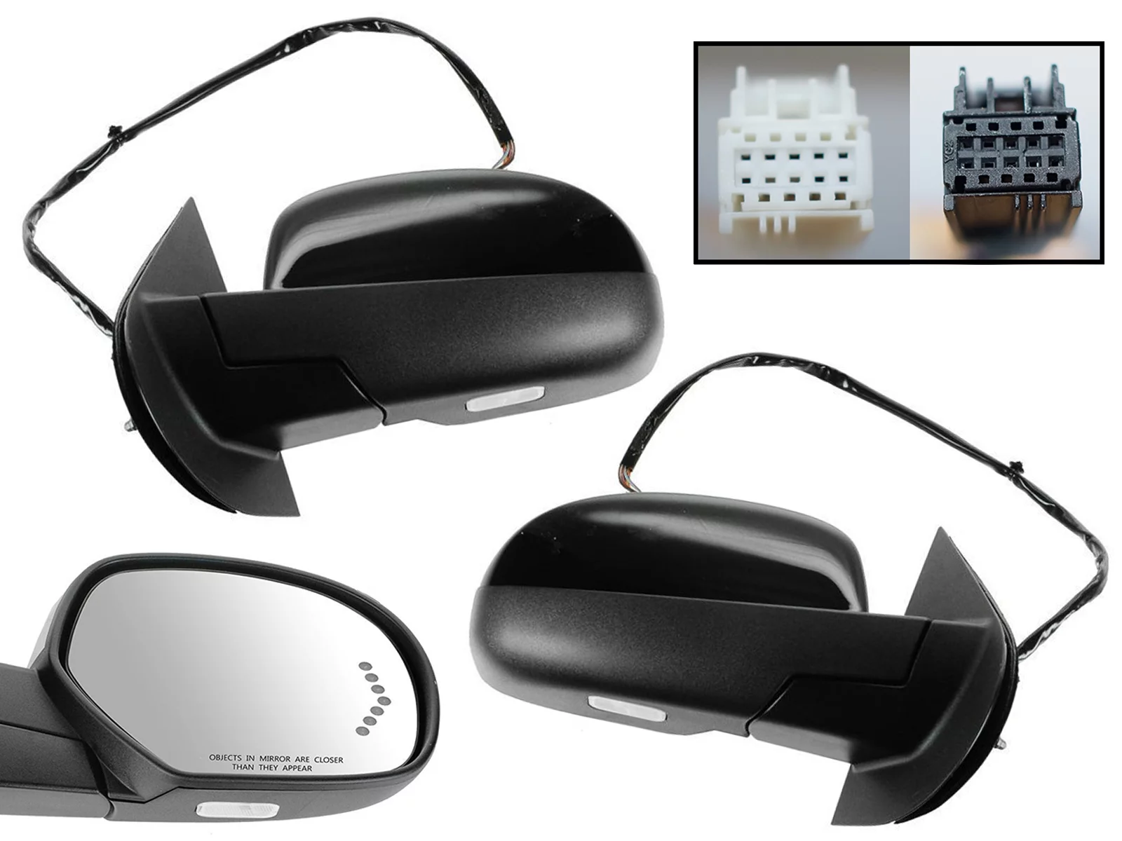 APA Replacement Power Folding Mirror for 2007 - 2014 SILVERADO SIERRA YUKON TAHOE SUBURBAN AVALANCHE with 7 Dot LED Signal Memory Puddle Light Heated Paint to Match Smooth Cover Passenger Driver Pair