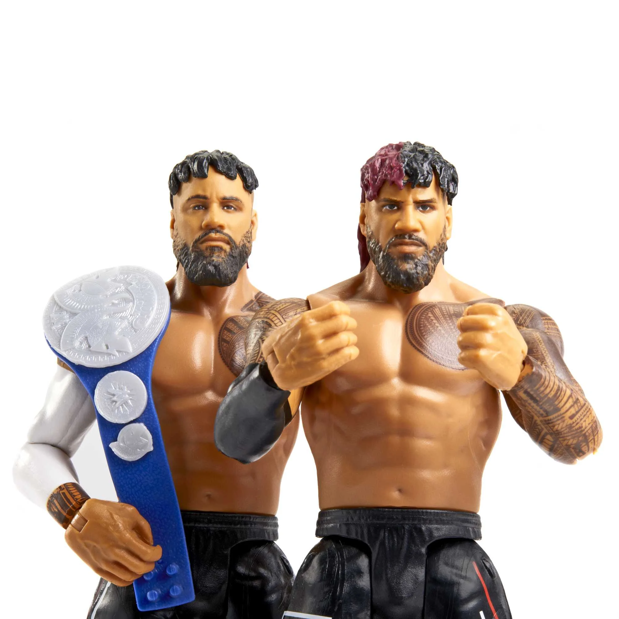 WWE Championship Showdown Jimmy Uso & Jey Uso Action Figures, 2 Pack with Championship (6-inch)