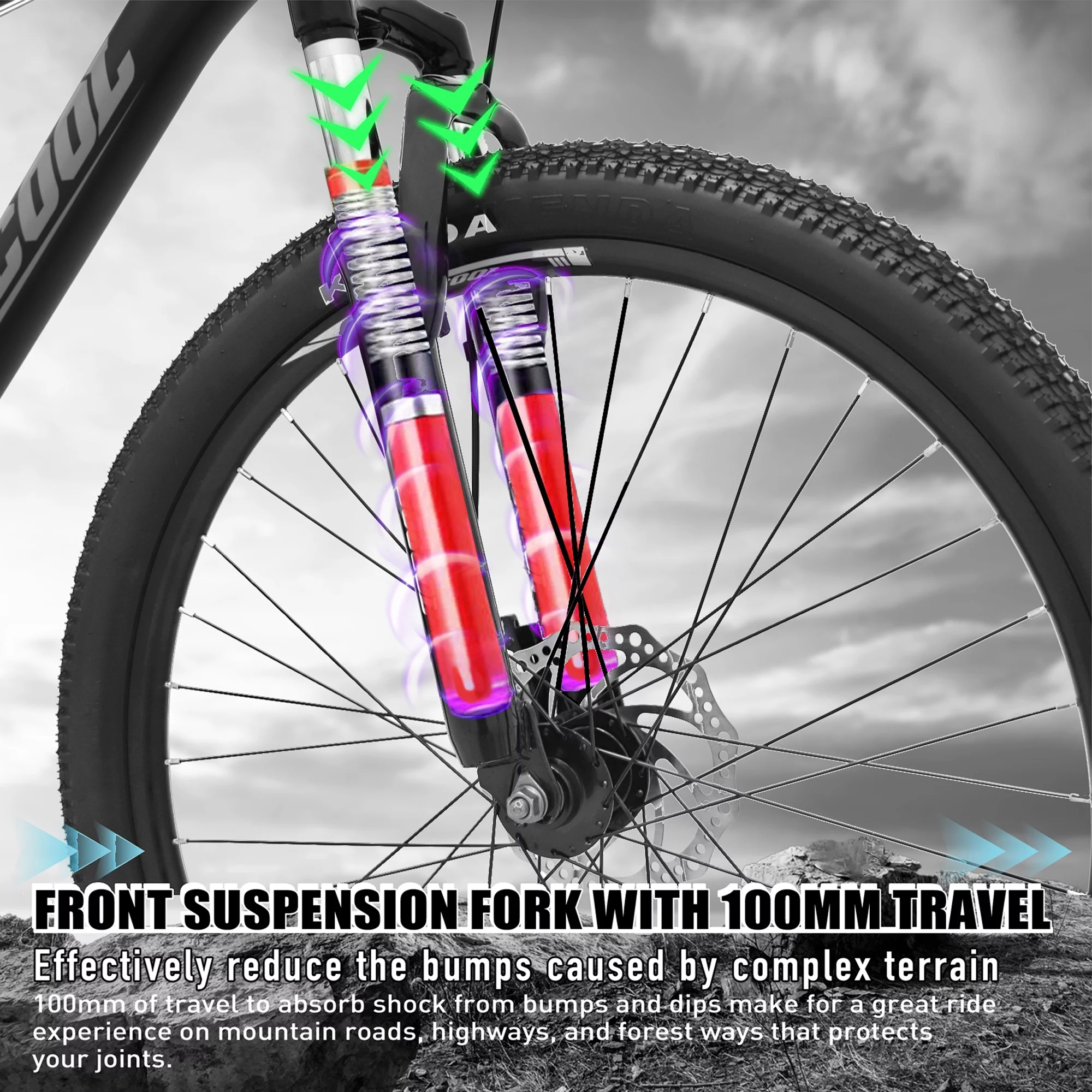 SOCOOL Youth/Adult Mountain Bike, Aluminum and Steel Frame, 26-Inch Wheels, MTB Bicycle, Shimano 21 Speeds -White & Black & Blue, OL002BK