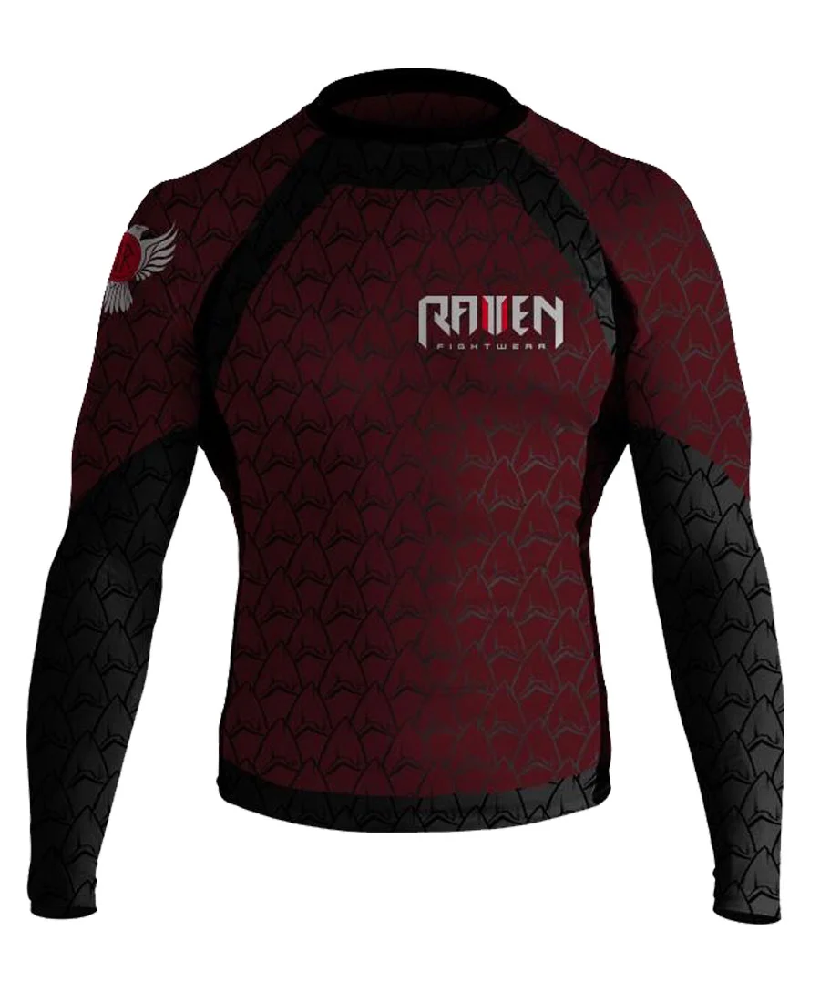 Men's Shark Attack MMA BJJ Long Sleeve Rash Guard Small
