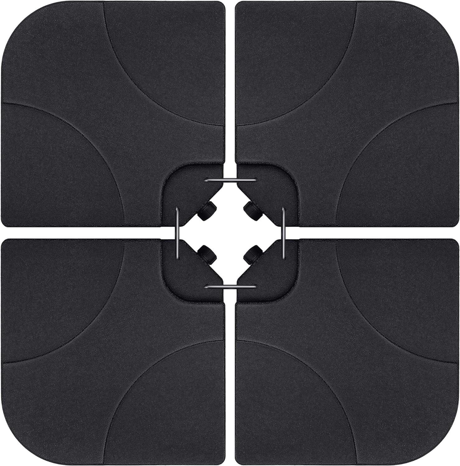 4-Piece Heavy-Duty Cantilever Offset Patio Umbrella Stand & Base Plate Set with Easy-to-Fill Spouts for Garden, poolside, seaside (Black)