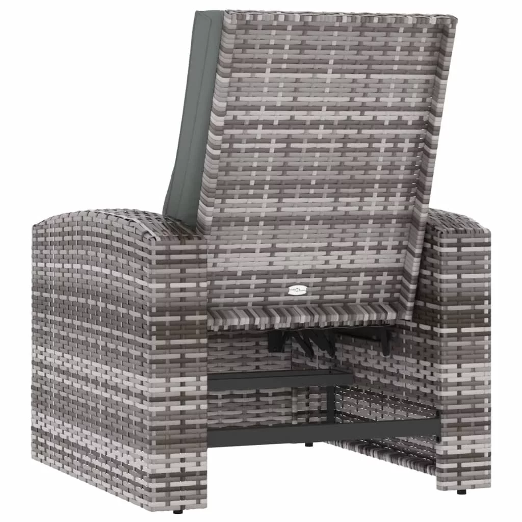 Anself Patio Reclining Chair with Cushions Gray Poly Rattan