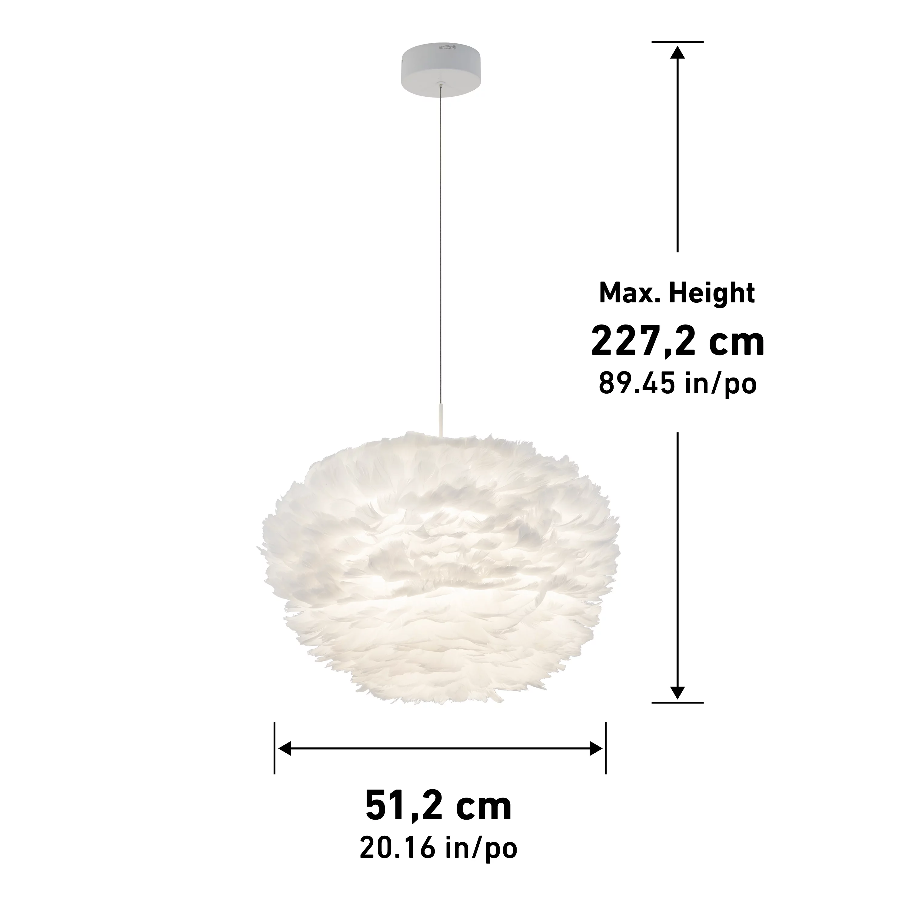 Artika Plume 20 Inches Diameter Modern White LED Feather Pendant Light Fixture