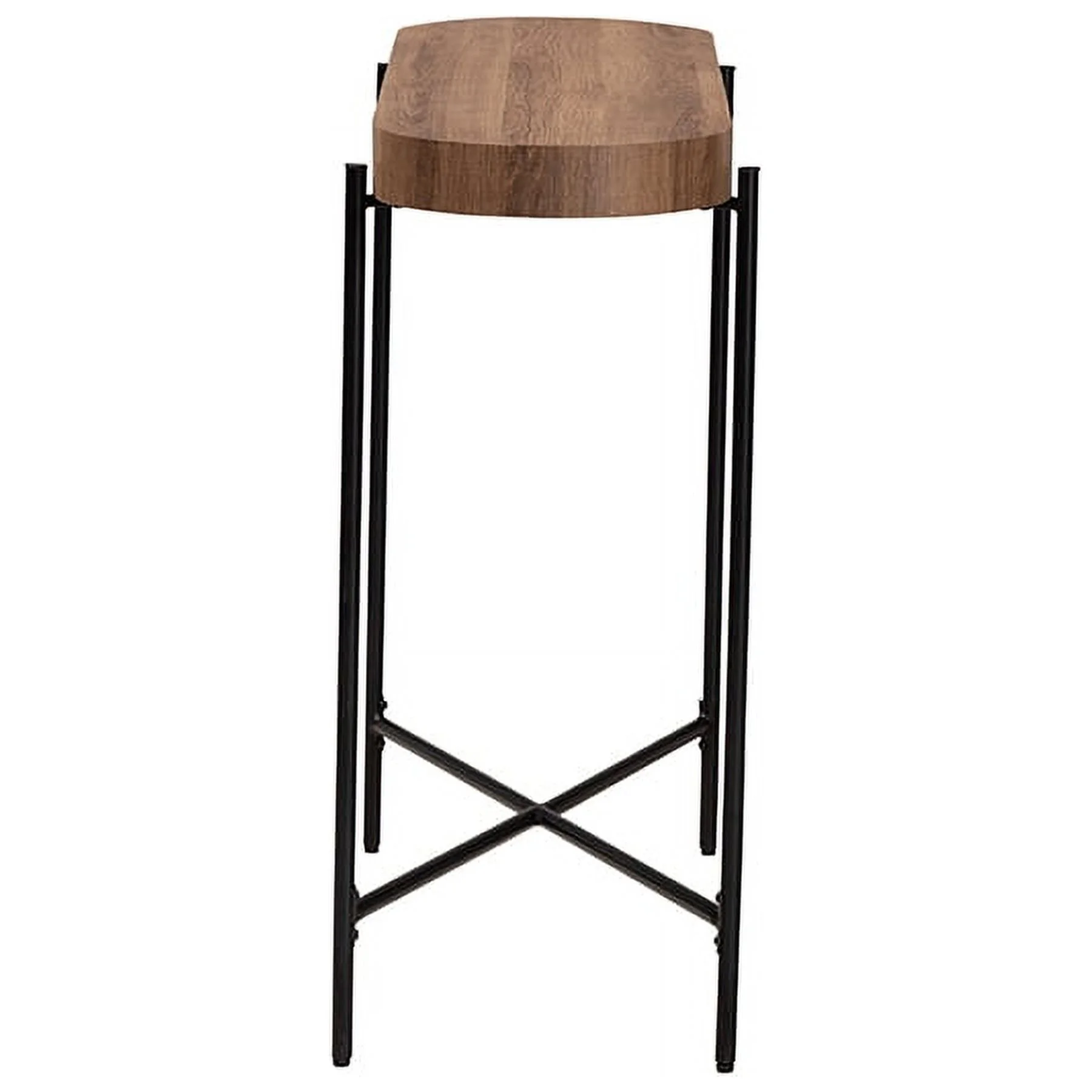 Baxton Studio Savion Modern Industrial Walnut Brown Finished Wood and Black Metal Console Table
