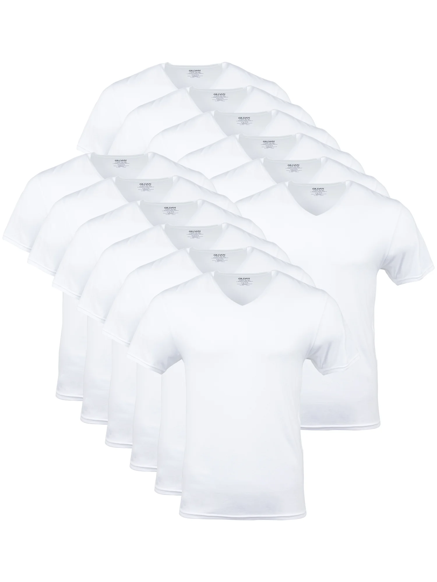 Gildan Adult Men's Short Sleeve V-Neck White T-Shirt, 12-Pack, Sizes S-2XL