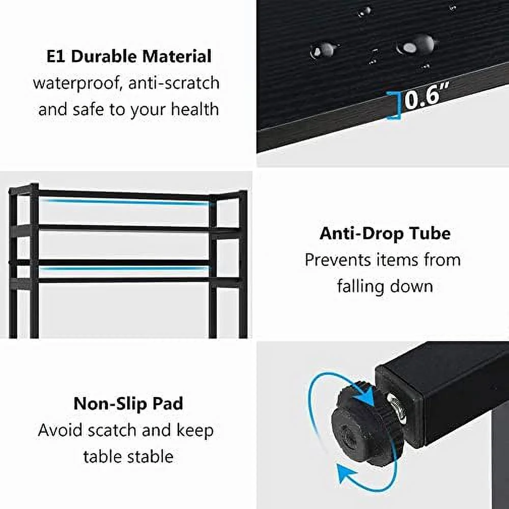 TJCGDTY Kitchen Bakers Rack with  and Hutch  5-Tier Kitchen Microwave Cart Stand Rack  Free Standing Industrial Kitchen Utility   (Black)