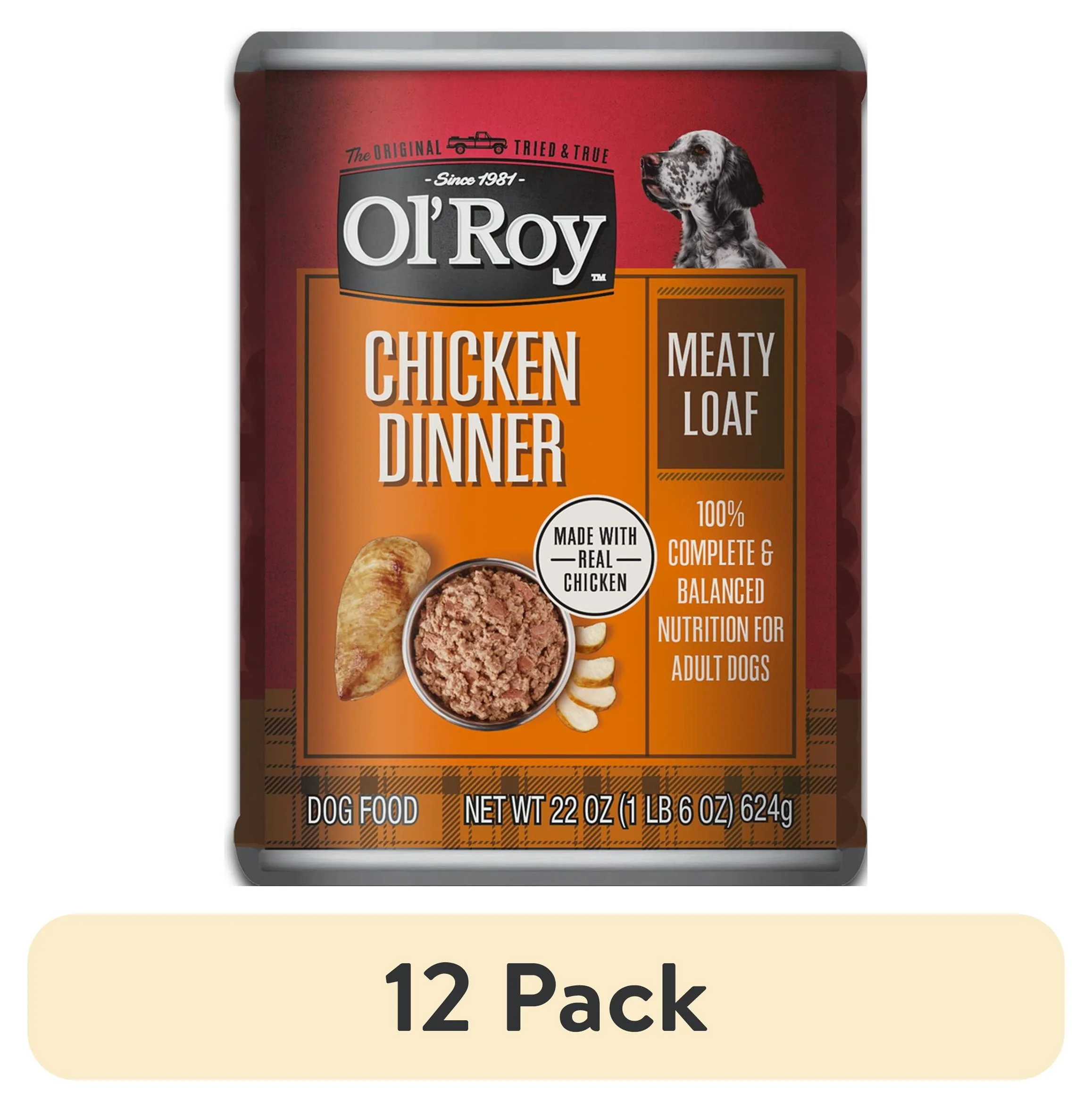 (12 pack) Ol' Roy Chicken Dinner Meaty Loaf Wet Dog Food, 22 oz Can