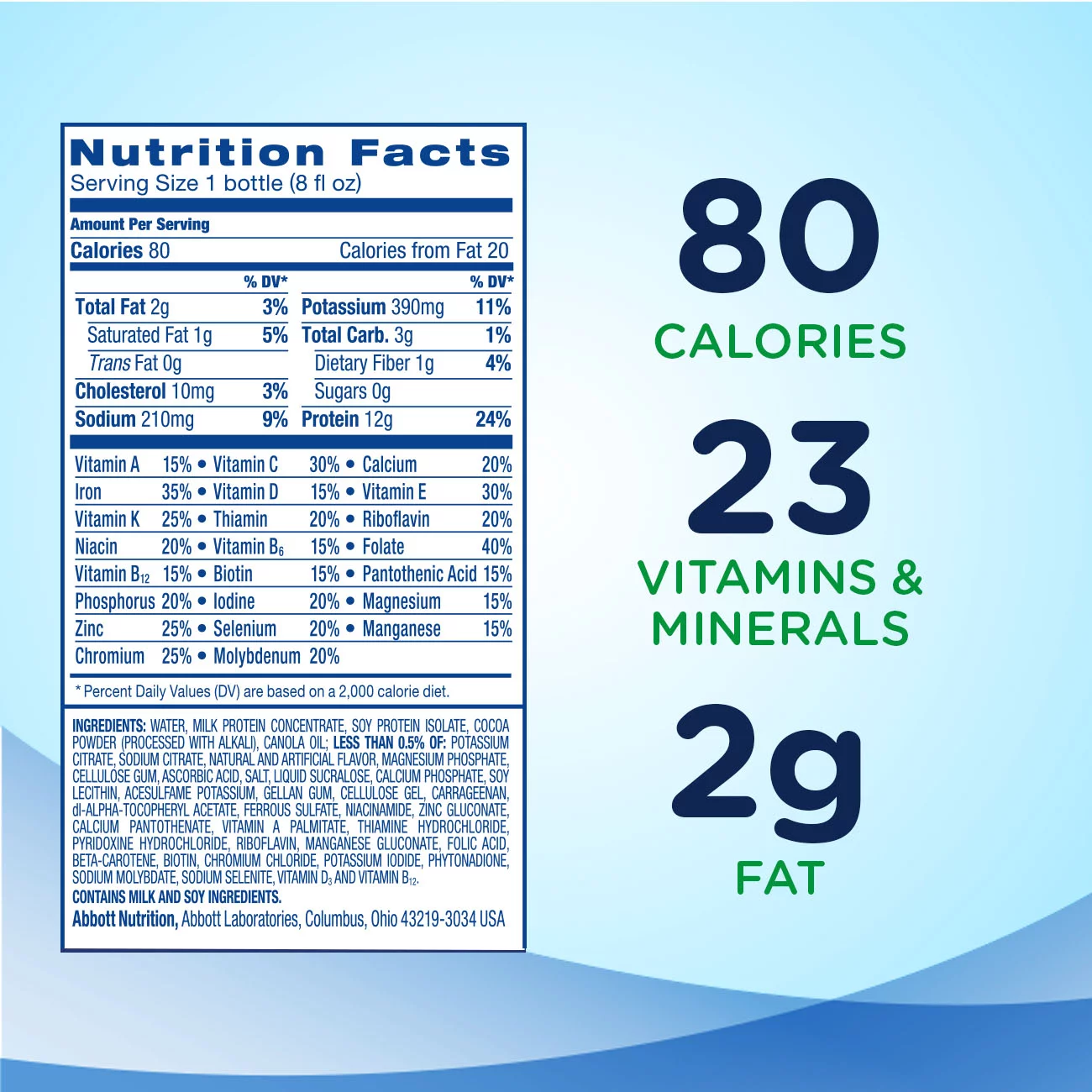 Ensure Light Nutrition Shake, 12g of high-quality protein, 0g Sugar, 2g Fat, Milk Chocolate, 8 fl oz, 6 Count